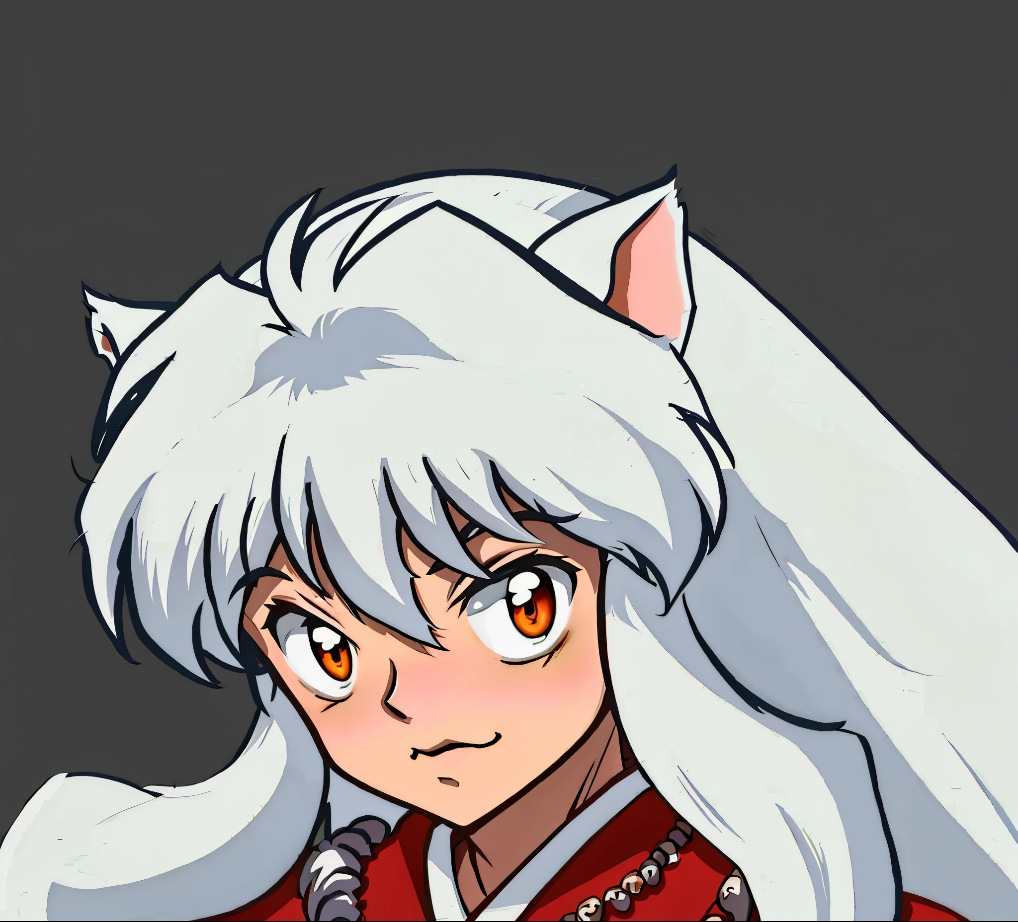 InuYasha, Cabelos longos, cabelo branco, roupas vermelhas, extremamente realista, orelhas de cachorro, bonito