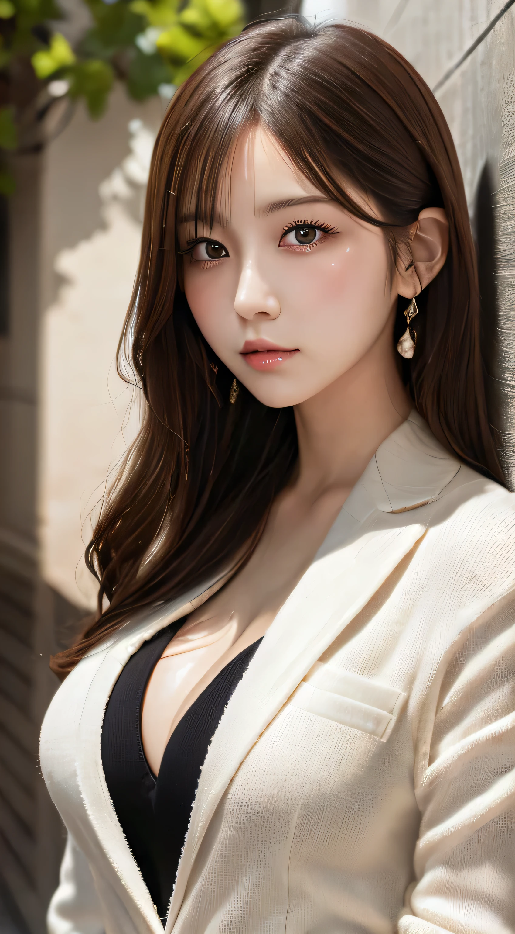 masutepiece, Best Quality, Illustration, Ultra-detailed, finely detail, hight resolution, 8K Wallpaper, Perfect dynamic composition, Beautiful detailed eyes, Natural Lip,blazer ,, Big breasts, Full body