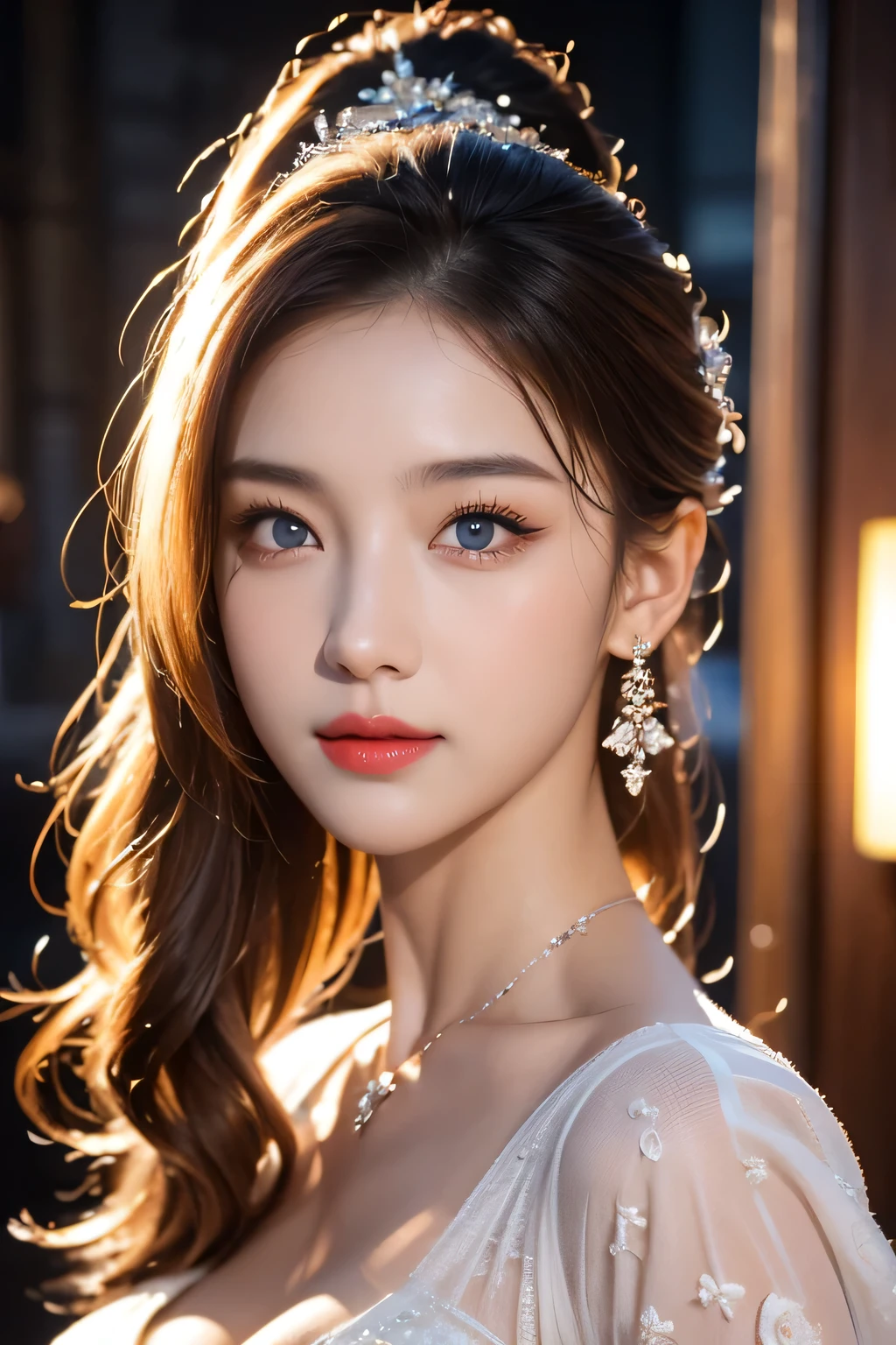 High-quality work，Realistic works，Super premium graphics，8K HD CG works，high quality graphics，High-definition and exquisite CG works，10x pixels，Ultra-fine details：1.1，Advanced technical details：1.1Realistic photo effects，Interior lighting effects：1.5，natural soft light：1.5. Light effect（Virtual light effects：1.8），Ultra-high resolution，shining dress，sliver long hair，silber hair，transparenthair，high detailed hair（Quality hair details：1.1）Clear eyes，Double eyelids look good，Sharp eye makeup, Create exquisite eyelash makeup, tthin eyebrows, Ultra-detailed eyes，a tall nose, lovely red lips, rosey cheeks, With delicate makeup on her face , pretty face, The face shape is perfectly proportioned,（Advanced facial details：1.1）Urban beautiful girl college student, masterpiece, light makeup, red lips, silver hair, messy long hair, street background, beautiful, elegant. super fine details, master works, authentic texture, cinematic lighting realism, perfect job, 16K, hd, exquisite features,blue eyes、japanese idol、Beautiful Face、cute smile、brown hair、beautiful hair、ponytail、glamorous、 big breasts、erect nipples、Oily muscle、shiny skin、tanned skin、Black glowing skin、Sexy knitted sweaters, bright big eyes, smooth skin, earrings, necklace, tattoo, ，Women's artwork，Dress full body video，Reality，Amazing Cleavage，My eyes are very bright today
