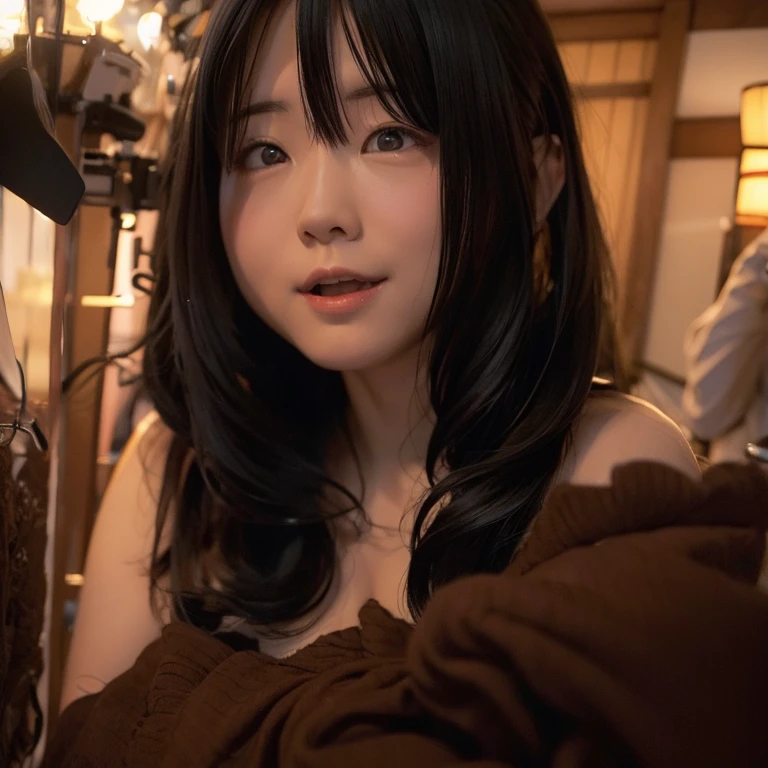 highest quality, Ultra-high resolution, Highly detailed skin, Physically Based Rendering, Look away,(((Japanese woman in her 20s)))((show the nipples, from the front)),((topless)),(officeroom:1.2), (Cleavage), (Undressing), (((naked)))