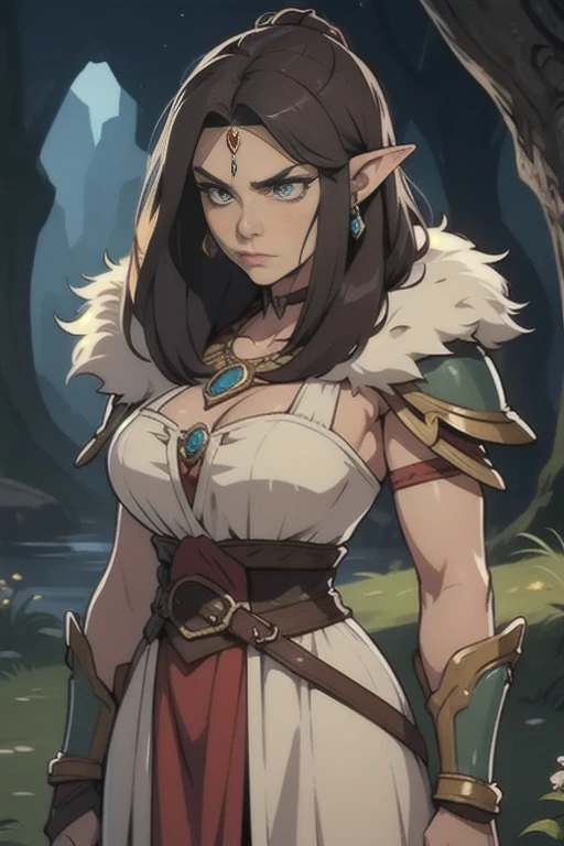 Ancient, princess, Hylia, fur armor, rings, female creature, prehistoric era, looking serious,