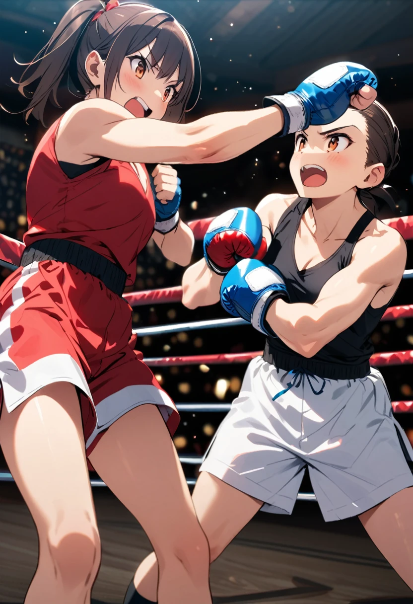 boxing match, winning pose