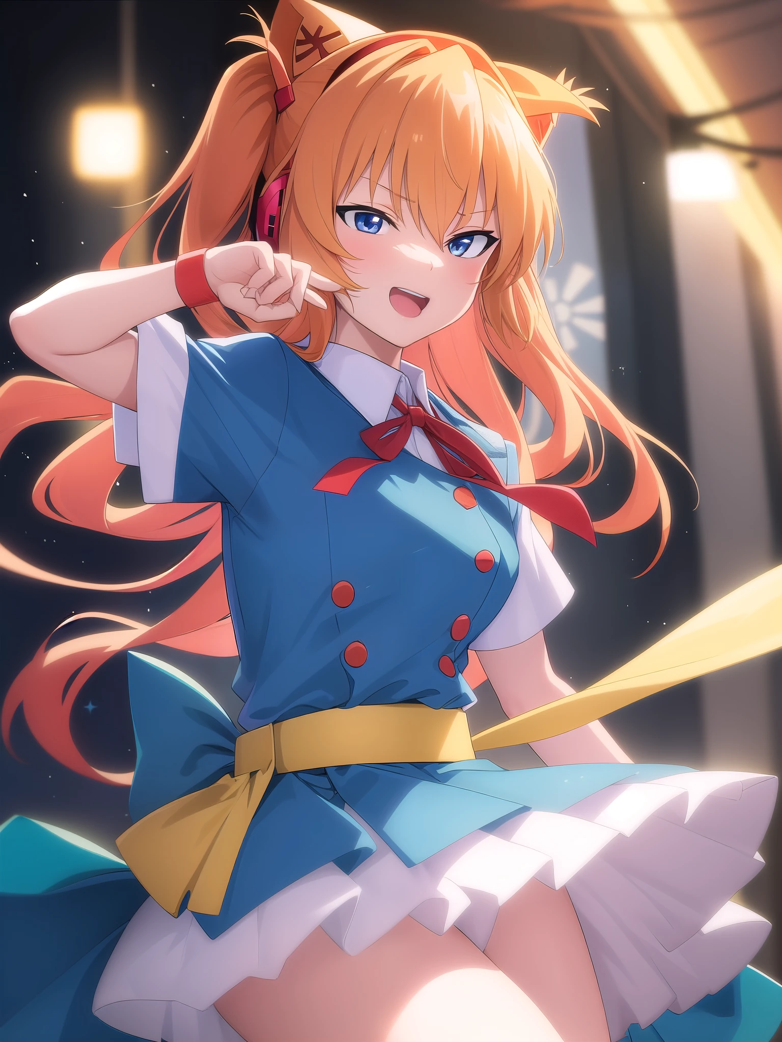 Sugar Angle, Asuka Langley Soryu, (Soryu Asuka Langley:1.5), blue eyes, Hair between the eyes, headgear, Interface Headset, Orange Hair, Both sides up, anger, Open your mouth,
壊す blue dress, clavicle, dress, neck ribbon, pinafore dress, red ribbon, ribbon, , shirt, Short sleeve, (Tokyo  uniform:1.5), suspenders, suspendersスカート, white shirt,
(masterpiece, highest quality), Browsing Caution,
One Girl, (One boy,Heterosexual:1.3), Vaginal intercourse, Cowgirl, Leaning forward, Hand in hand,Intertwined fingers, penis, From below,throw, (Stretch your arms:1), (throw hands:1.3)

masterpeace, best quality,
highly detailed, ultra detailed, 4K,
(sharp sketch, illustration:1.1),
(perfect anatomy),
(perfect fingers, perfect hands:1.4),
BREAK
1 girl 22 years old, embarrassed smile, smile,
(blonde middle hair, straight hair, blue eyes:1.3),
large breasts, white skin,
BREAK
(Bright and glittering samba costumes:1.2),
BREAK
(walking, dancing:1.3),
looking at viewer,
(upper body),
dutch angle,
BREAK
(night, samba carnival),
blurry background,