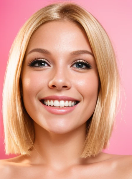 a woman with a beautiful smile on her face, perfect smile, beautiful and smiling, blonde and attractive features, beautiful smiling face, smiling fashion model face, beautiful smile, smiling woman, perfect face model, perfect smile vogue, she is smiling, pretty smile, short smile, smiling fashion model, lovely smile, charming smile, smiling girl, big smile on her face