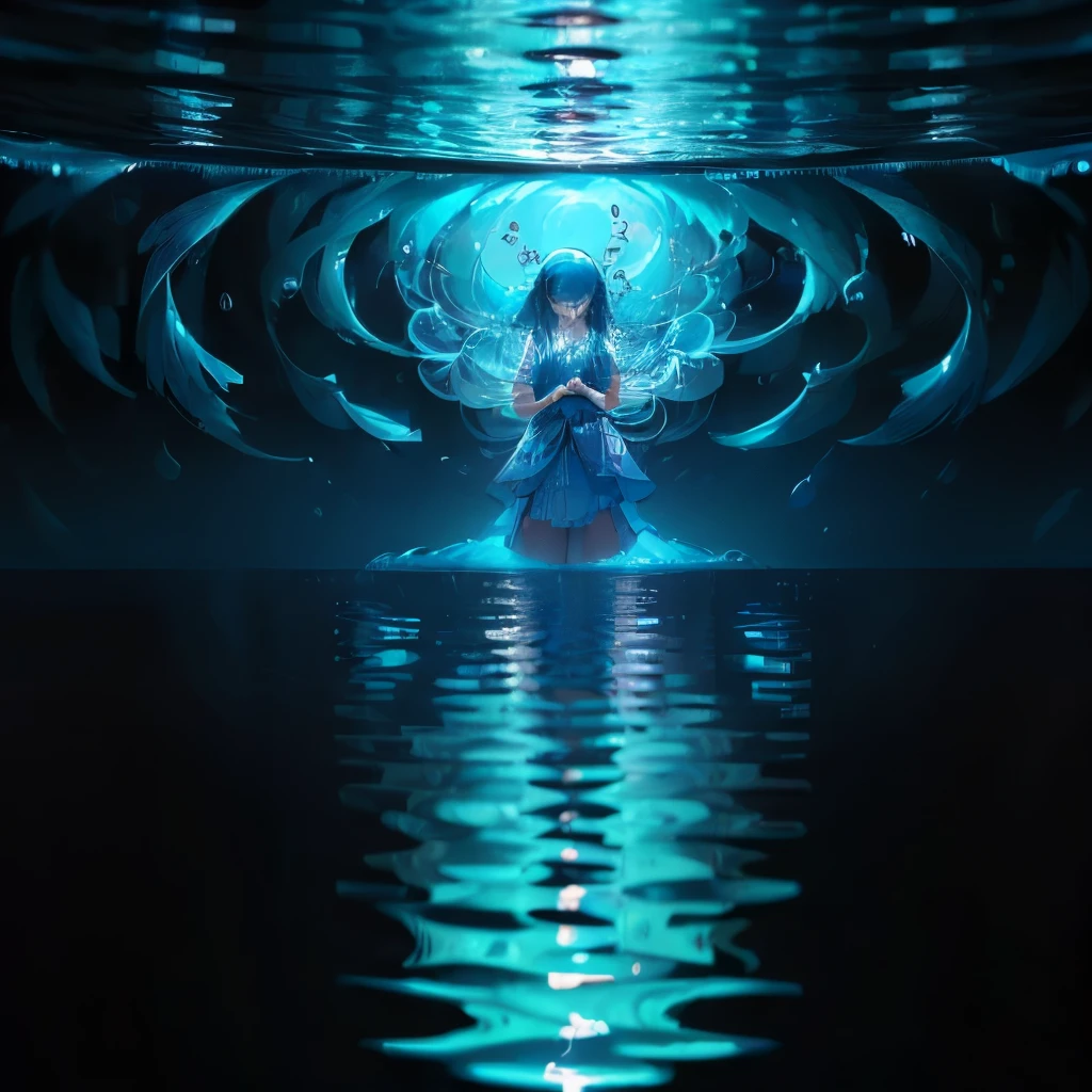 ((Mejor calidad: 1.2)), ((Obra maestra)), (Muy detallado: 1.3), Anime, Woman, Blue Hair, Fish in Water, Crying

Imagine a high-quality, masterpiece-level anime drawing of a beautiful weeping woman with cascading blue hair. The image is incredibly detailed, with each strand of hair rendered in meticulous detail. The woman is standing near the edge of a calm body of water teeming with fish. She is crying, her tears falling gently into the water, creating ripples that spread outwards. The scene is bathed in a soft, melancholic light that adds to the emotional depth of the