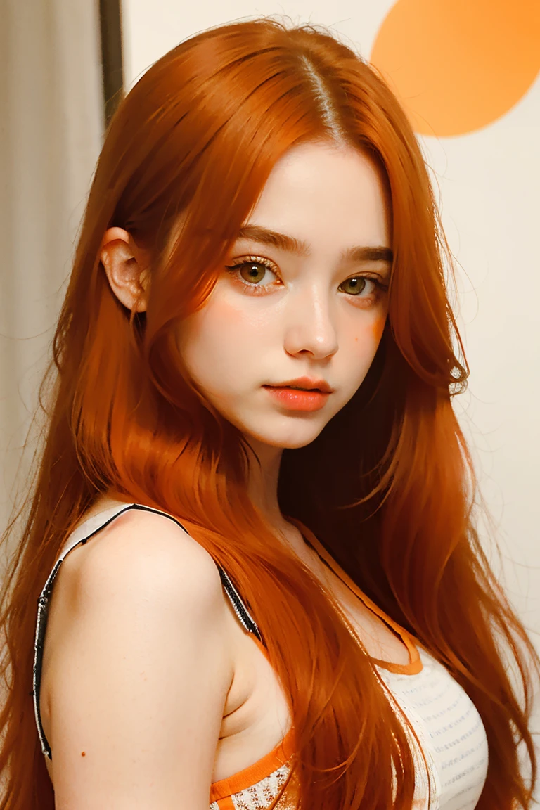 solo, very detailed, detailed face, very long hair, picture of a beautiful young woman, dasha_taran, sfw, ((natural orange redhair))