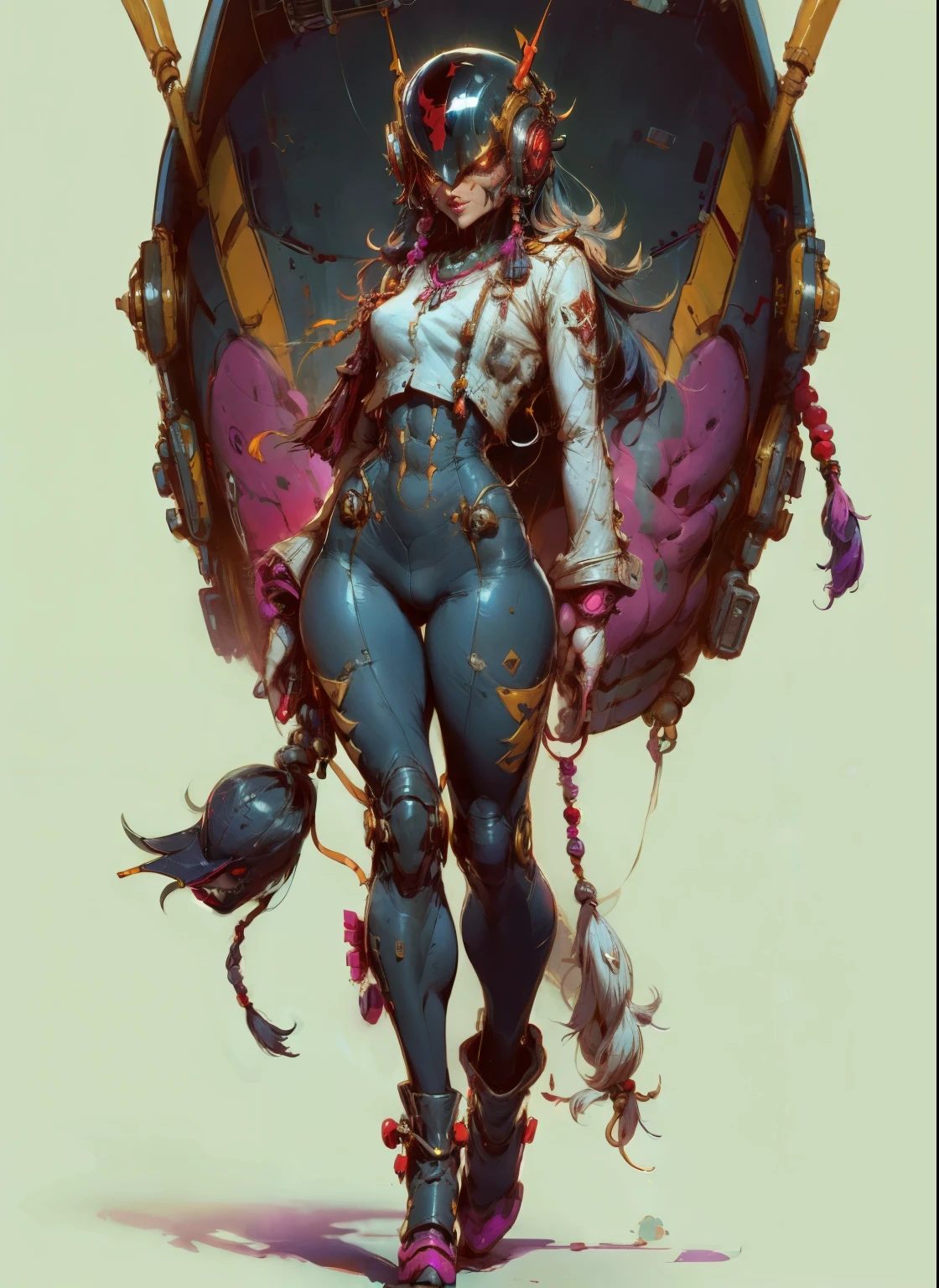perfect proportions, anatomically correct, (head to toe: 2.0), (full body image: 2.0), solo, (Casshern: 1.6), extremely stylized, deviant art, masterpiece, highly detailed, detailed eyes, expressive detailed eyes, detailed pupils, futuristic, ((1950s scifi helmet)), ((pointy helmet)), Rubber Gloss, (flightsuit:1.4), big boots, entire body image, full body shot, nvinkpunk, professional photograph of alexander_skarsgard, tassles, large beads, (large tassels), cyberpunk, inkpunk, paint platter, ink splatter, (action pose:1.0), 