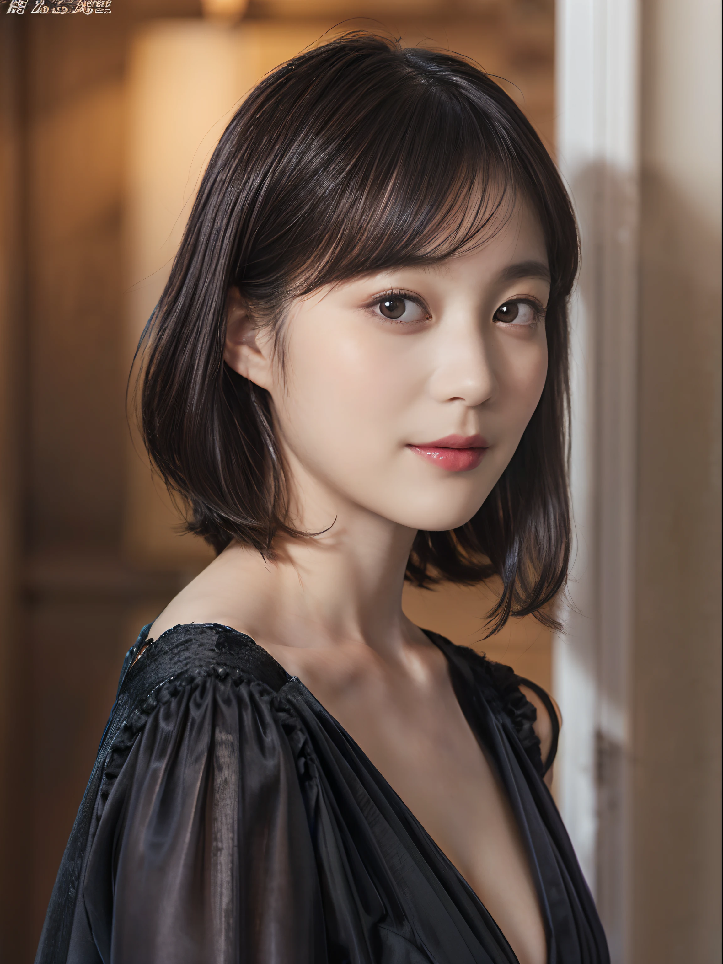 70
(20 year old princess,standing), (Surrealism), (On the table), ((black haired、short hair:1.3)), (silky hair), (Chest:0.8), (Smile kindly:0.7), Lipstick, Luxury dress, majestic palace