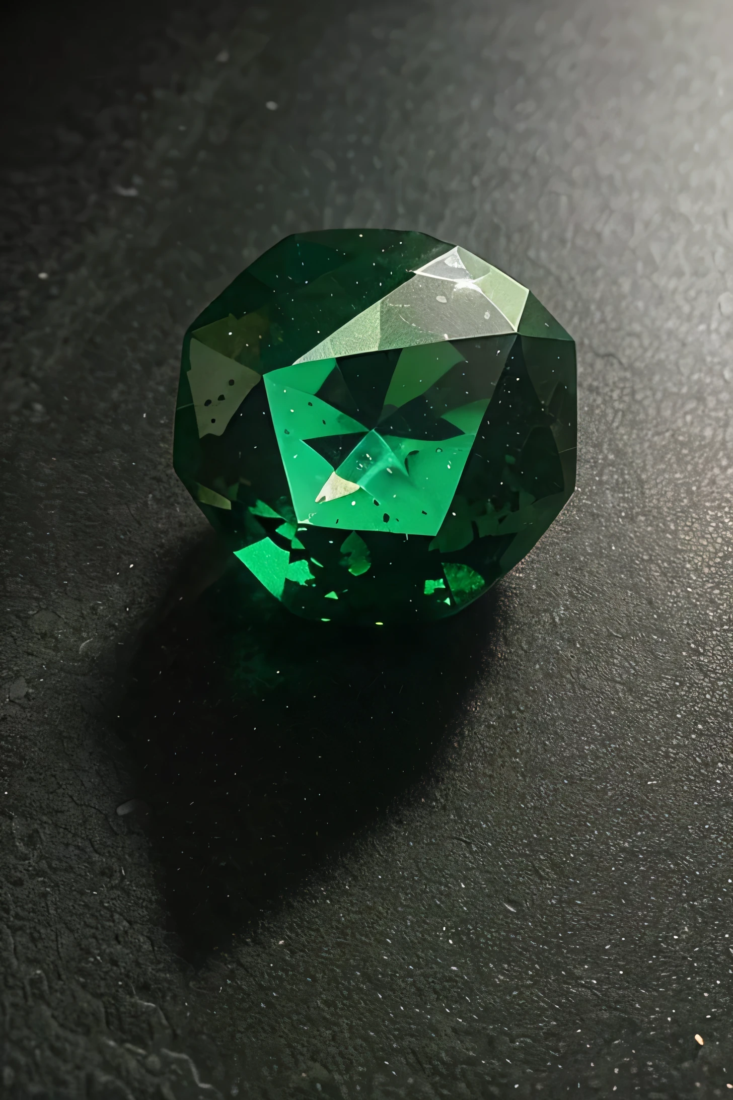 Green shiny crystals stone, Stone with green aura, Green crystal with green aura, green aura. In leather background.