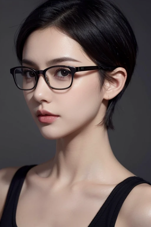 Photo of a woman who has short hair, wearing a thin glasses and matches the INTP personality among MBTI personalities