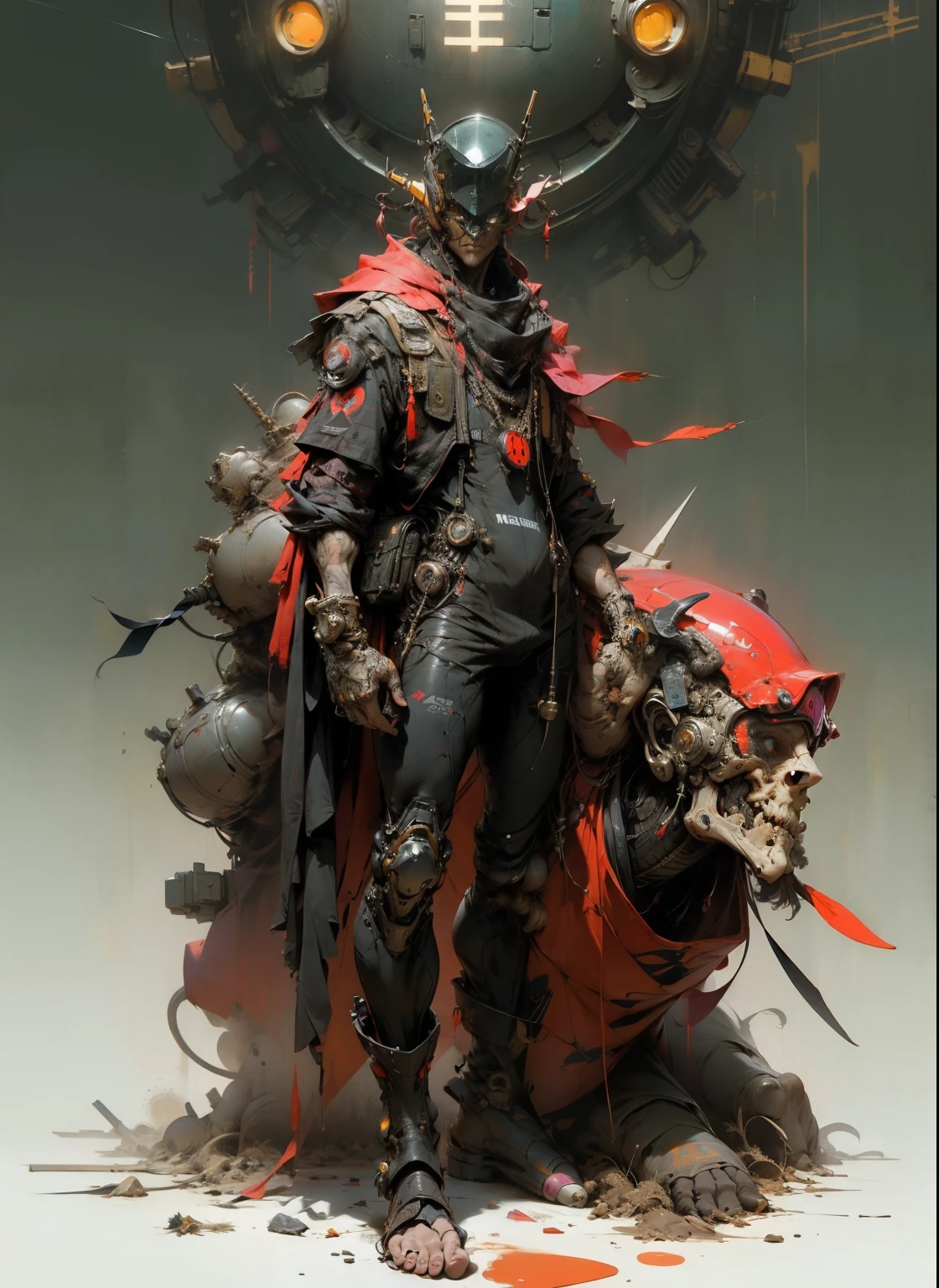 perfect proportions, anatomically correct, (head to toe: 2.0), (full body image: 2.0), solo, (Casshern: 1.6), extremely stylized, deviant art, masterpiece, highly detailed, detailed eyes, expressive detailed eyes, detailed pupils, futuristic, ((1950s scifi helmet)), ((pointy helmet)), Rubber Gloss, (flightsuit:1.4), big boots, entire body image, full body shot, nvinkpunk, professional photograph of alexander_skarsgard, tassles, large beads, (large tassels), cyberpunk, inkpunk, paint platter, ink splatter, (action pose:1.0),