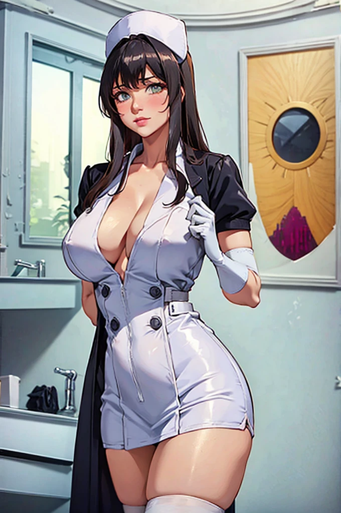 nurse uniform,hospital, latex nurse suit,nurses,busty,elbow gloves,labcoat,dark green hair woman,white eyes , gigantic ,medical instruments,asian nurse,two nurses,speculum,examination room,oversize ,big ass ,strap on, lay on table ,legs spreaded,giving birth,gyno chair , dentist,Milf,latex,green uniform