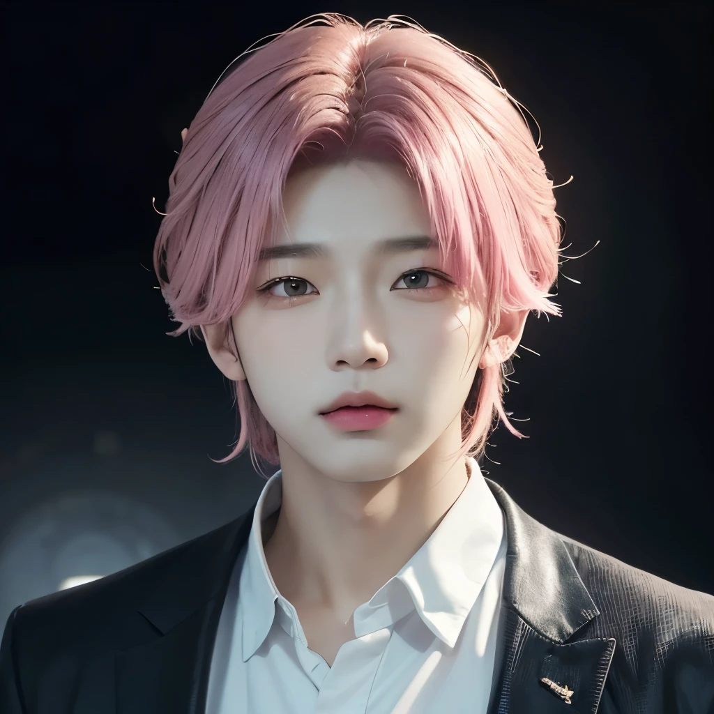 Create a masterpiece of exceptional quality showcasing Hyunjin Hwang from Stray Kids with his distinctive pink hair, meticulously captured in 3D art. Every minute detail is intricately depicted as he exudes an irresistible aura of confidence and charm. His expressive eyes radiate charisma and energy, while his perfectly proportioned features are rendered in high resolution and high detail. The texture of his pink hair is realistically portrayed, from the individual strands to the subtle highlights, creating a stunning visual effect. With Volumetric lighting and Cinematic lighting techniques, Hyunjin's skin appears textured and lifelike, and his expression remains captivating