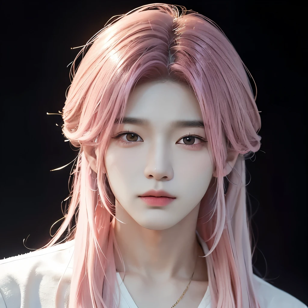 Create a masterpiece of exceptional quality showcasing Hyunjin Hwang from Stray Kids with his distinctive pink hair, meticulously captured in 3D art. Every minute detail is intricately depicted as he exudes an irresistible aura of confidence and charm. His expressive eyes radiate charisma and energy, while his perfectly proportioned features are rendered in high resolution and high detail. The texture of his pink hair is realistically portrayed, from the individual strands to the subtle highlights, creating a stunning visual effect. With Volumetric lighting and Cinematic lighting techniques, Hyunjin's skin appears textured and lifelike, and his expression remains captivating