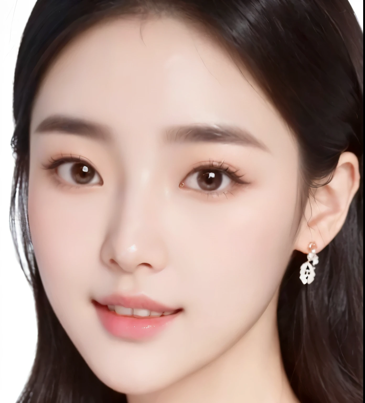 Close-up of a long-haired woman wearing a necklace and earrings, Practical. cheng yi, kawaii Practical portrait, Practical beautiful face, Inspired by Shen Si Zheng, Round Face, Practical digital illustration, photoPractical beautiful face, beautiful Practical face, Young and cute Korean face, High quality portrait, The numbers are very detailed, inspired by Yanjun Cheng