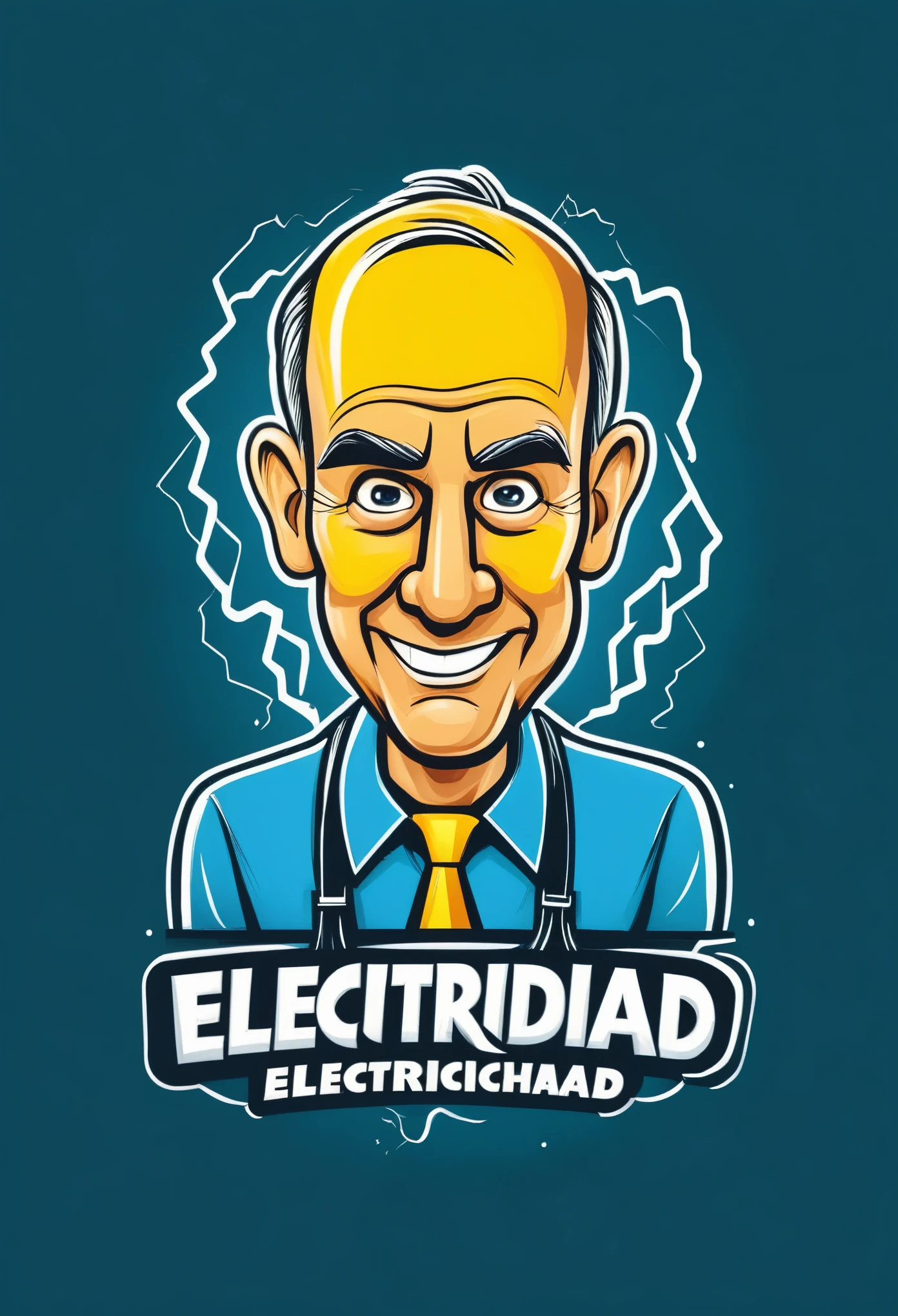 Logotipo de un lado caricatura electricidad