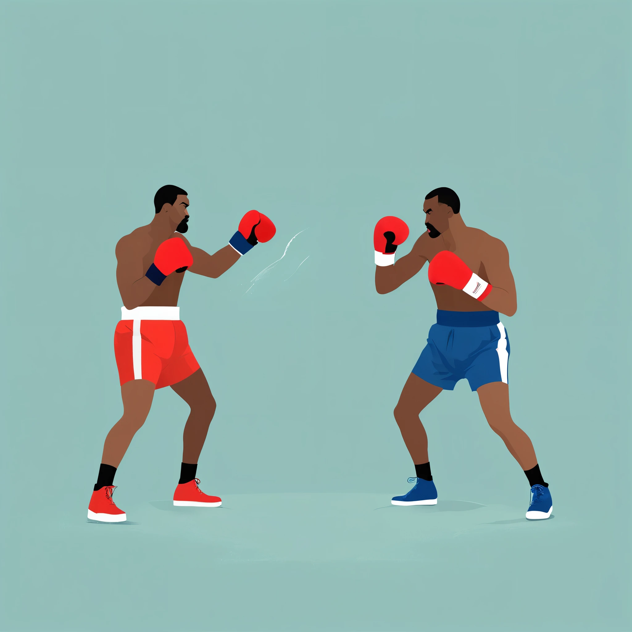 a Minimalist journey，A Boxing Match，Minimalism， illustration，2 boxers