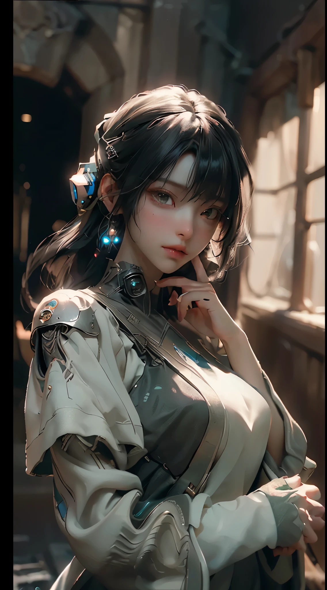 ((Best quality)), ((masterpiece)), (detailed:1.4), 3D, an image of a beautiful cyberpunk female,HDR (High Dynamic Range),Ray Tracing,NVIDIA RTX,Super-Resolution,Unreal 5,Subsurface scattering,PBR Texturing,Post-processing,Anisotropic Filtering,Depth-of-field,Maximum clarity and sharpness,Multi-layered textures,Albedo and Specular maps,Surface shading,Accurate simulation of light-material interaction,Perfect proportions,Octane Render,Two-tone lighting,Wide aperture,Low ISO,White balance,Rule of thirds,8K RAW,