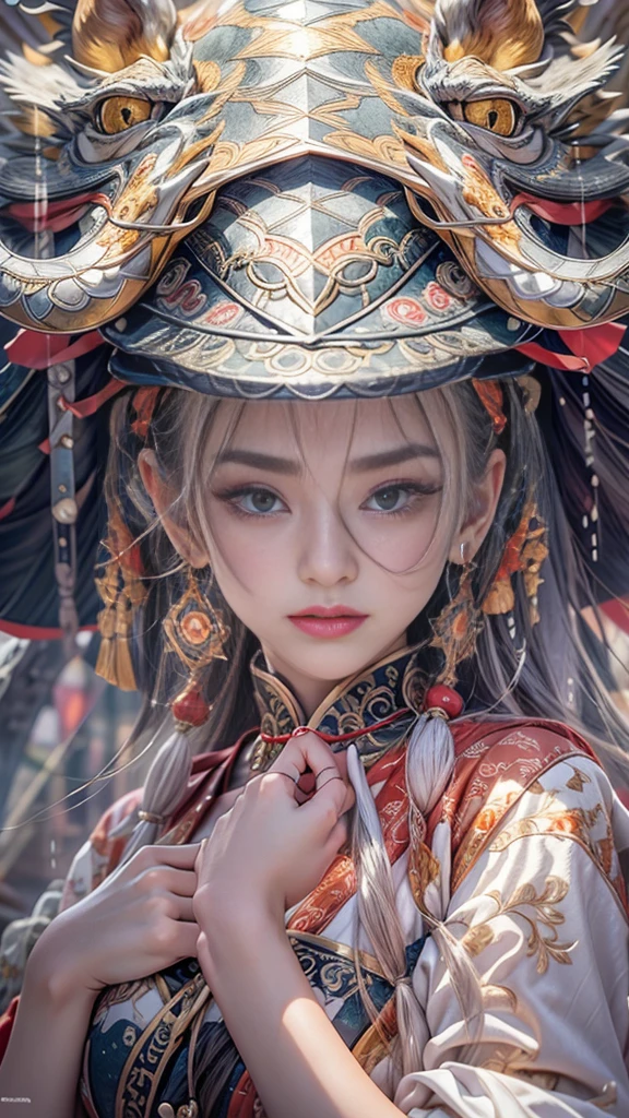 (Mysterious:1.3, 16k, highest quality, masterpiece, Ultra-high resolution), ((rain, From below)), Perfect dynamic composition:1.2, Highly detailed skin and facial textures:1.2, Professional camera work:1.1, Mysterious肖像画:1.1, Cinematic Light:1.1, Ultra-detailed, (Fantastic, tradition, Majestic), rainに濡れたスリムな女神, Incredibly slim body, Fair skin, Sexy beauty, Very beautiful face, Totally captivates you, (Big Dragon:1.0, Japanese Shrine Maiden Costume:1.0), (Shapely breasts, Chest gap), (Cowboy Shot, Calm pose), (Big eyes that exude beautiful eroticism, Lips that exude beautiful eroticism), necklace, Earrings, bracelet, Great background