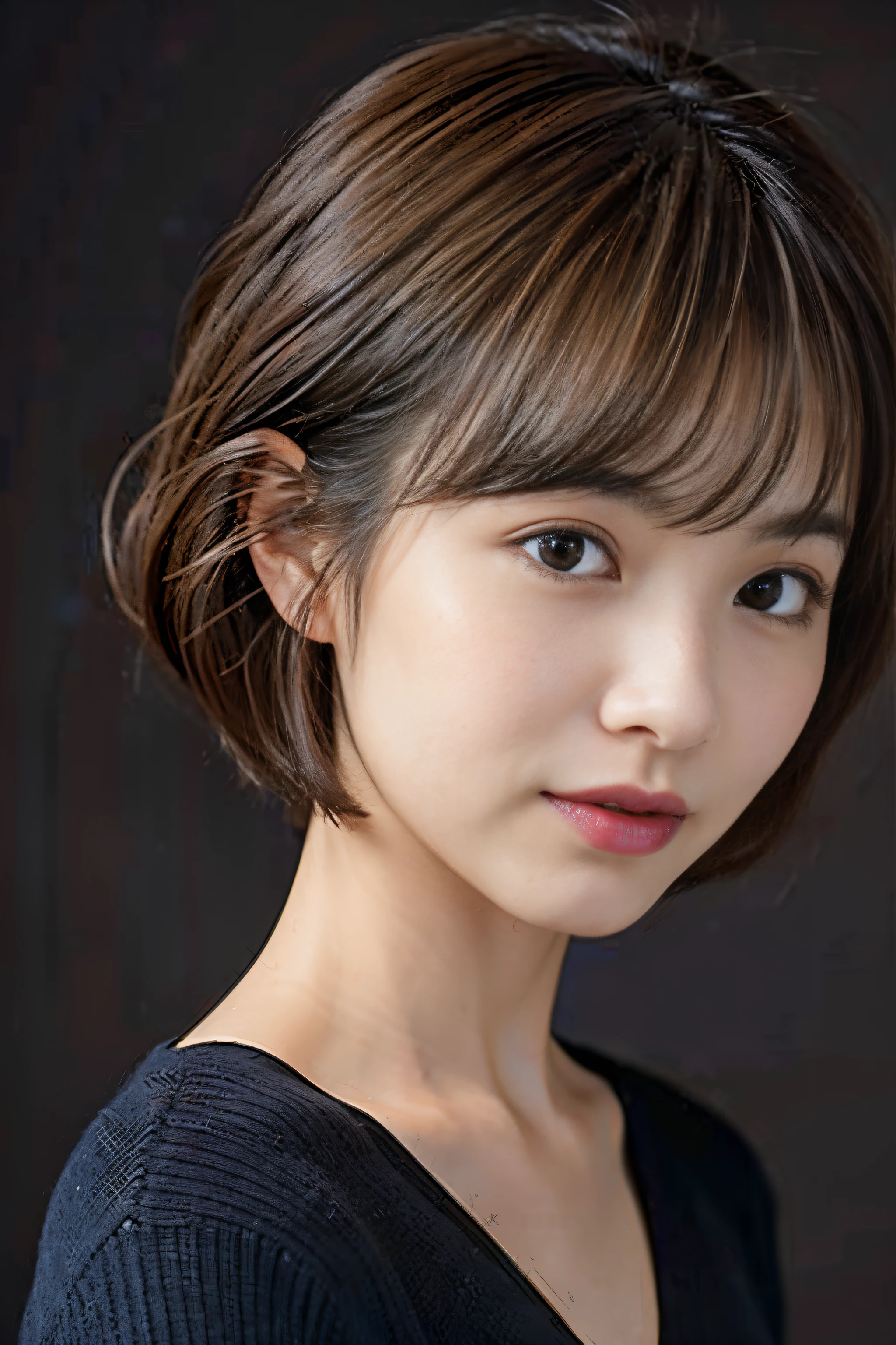 Women in their early 30s、short hair、Dark brown hair、Simple background、Top image quality、Like a real person