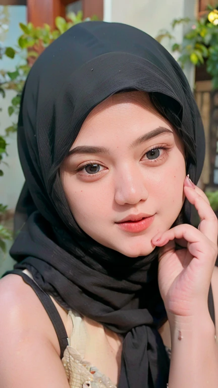 Create a gorgeous hijab girl in an extra ordinary scene of gala dinner, give more attention on detail of face and hijab and finger, real skin texture, ultra sharp image, super fine art,