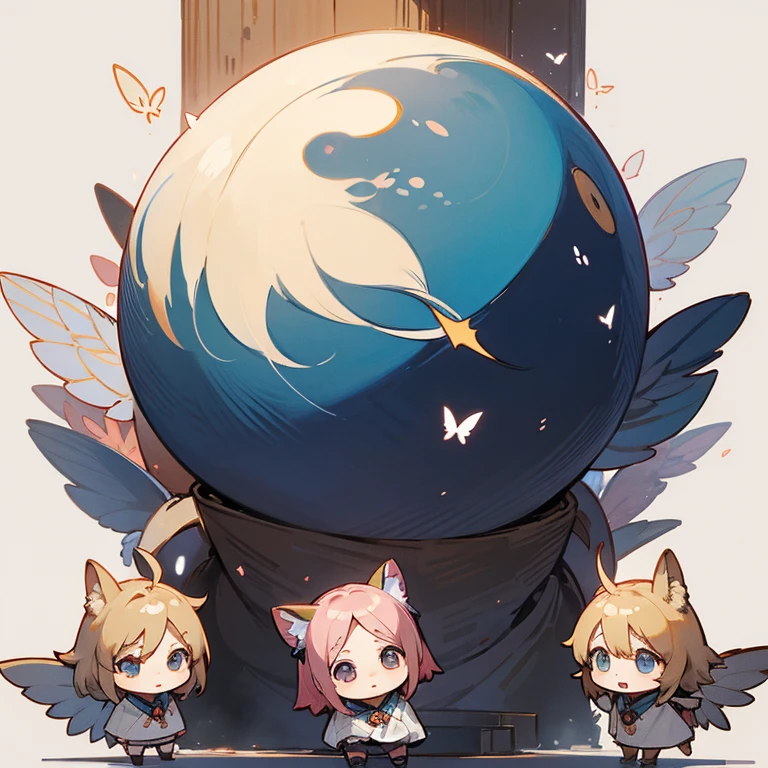 anime、character、Chibi、An illustration、unknown creature、Fluttering