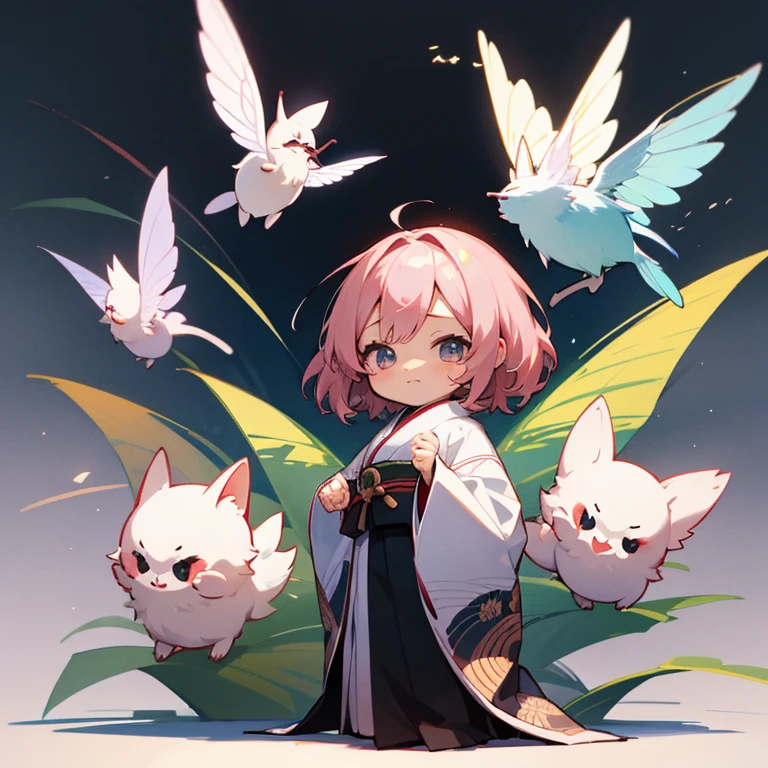 anime、character、Chibi、An illustration、unknown creature、Fluttering、kimono