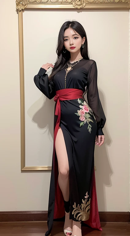 girl xinh: Asia, siêu dễ thương, (((full body photo, head to toe)));
age: from 18-20 years old;
hair: copper orange color, smooth, lung linh dưới sunlight, detail;
skin: milk white, rosy and flawless;
eye: jet black, almond shaped, sexy, youthful, trong veo, siêu detail, elegant, charming, sharp makeup, true, attract viewers;
mí eye: delicate, delicate, Perfect Beauty;
eyebrow: cong, dear, high solution;
Face: beautiful, pure, like a fairy, Gentle makeup, lovely, Perfect balance, đẹp đến từng detail;
nose: xinh, lovely, cao;
cheekbone: prominent;
lip: charming, light red lipstick, son bóng lovely;
răng: illustrious, Lily-white;
Charming smile, showing white teeth;
ngực: full, deep slits, toning, khít clothing ngực, pointed nipples;
clothing ngực: Red tươi, gold embroidery, metallic luster, silver mesh;
underwear: threaded, (((Red))), metal rim, (tight chặt);
Body shape: full, charming, full of youth;
accessory: ruby necklace, bông tai ruby, xăm;
clothing: silk fabric, White, piercing;
dress: tight, piercing, floral embroidery, (((extremely thin))), (revealing underwear);
Fashion style: high class female, Modern 2024, luxurious;
Image quality: non-NSFW, 8K CG HD, high solution, Super nice graphics, professional, detail, colourful, ultrafine, advanced techniques, RAW true;
light: luxurious, complex color combinations, black gold rays;
sunlight: twinkle, illuminate the girl's body;
Wallpaper: street, light chói chang.