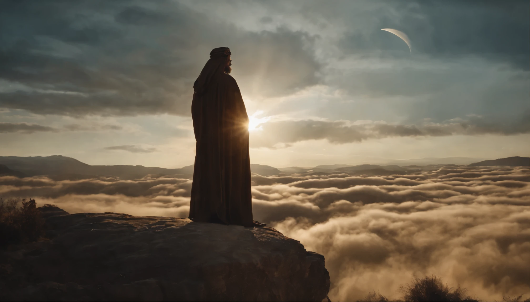 God descends from the sky, A breathtaking masterpiece, Bright colors, Caravaggio, 8k