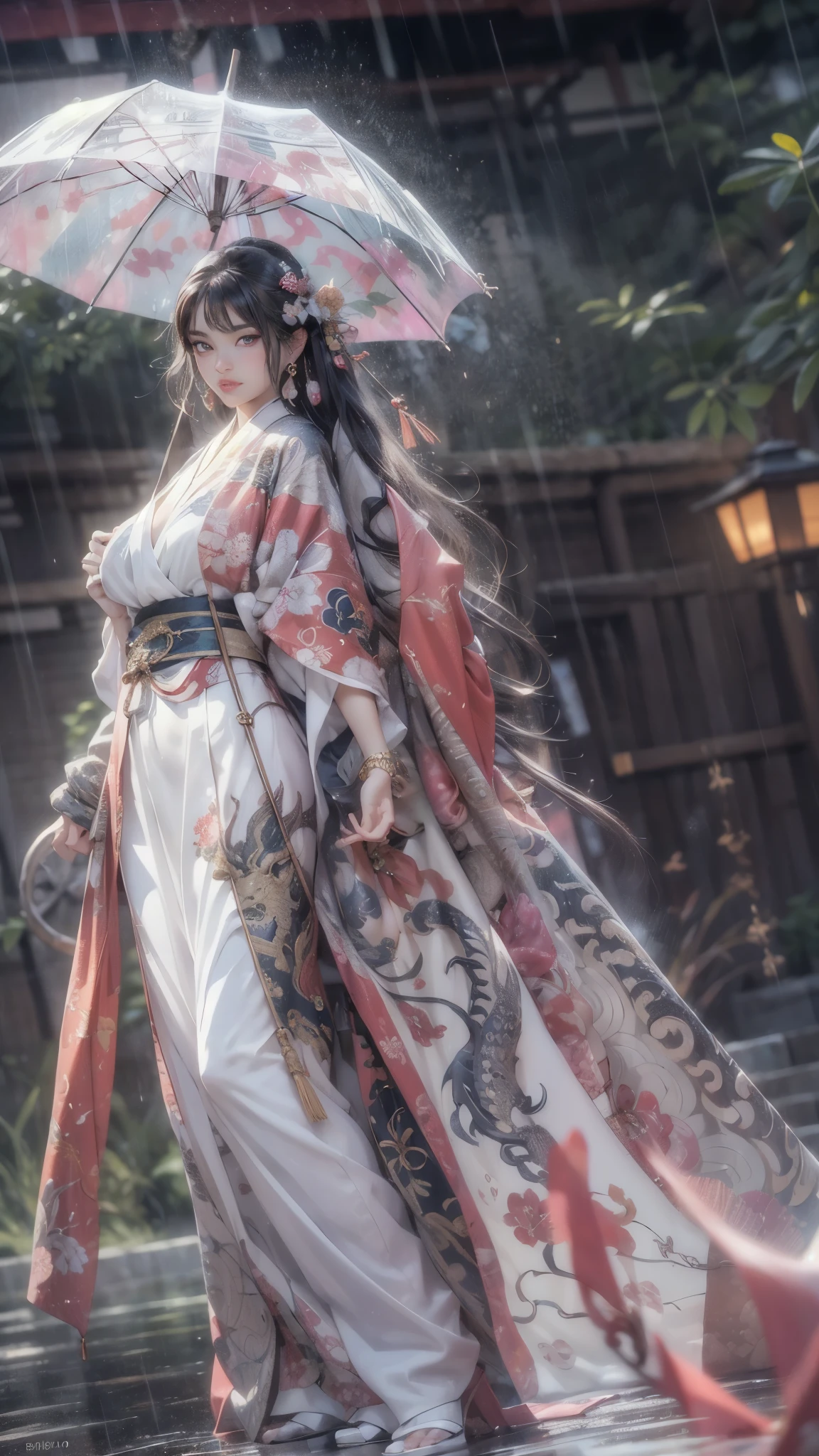 (Mysterious:1.3, 16k, highest quality, masterpiece, Ultra-high resolution), ((rain, From below)), Perfect dynamic composition:1.2, Highly detailed skin and facial textures:1.2,Professional camera work, Mysterious肖像画, Cinematic Light, Ultra-detailed, (Ride the Dragon:1.0, With a long cane), (Fantastic, tradition, Majestic), rainに濡れたスリムな女神, Incredibly slim body, Fair skin, Sexy beauty, Very beautiful face, Totally captivates you, (Japanese Shrine Maiden Costume:1.0), (Shapely breasts, Chest gap), (Cowboy Shot, Calm pose), (Big eyes that exude beautiful eroticism, Lips that exude beautiful eroticism), , necklace, Earrings, bracelet, Great background