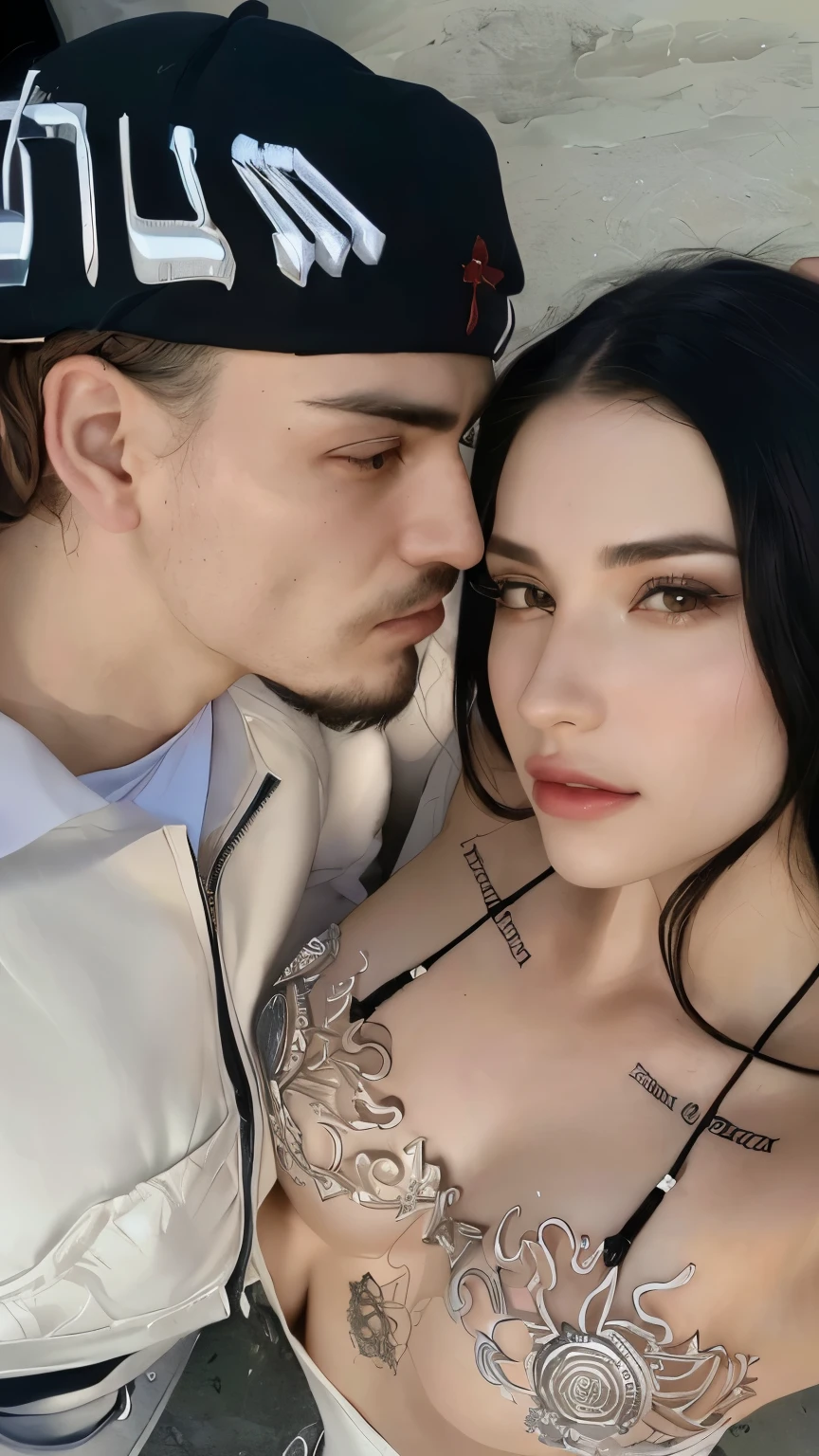 Mujer arafed con tatuajes en el pecho y un hombre con sombrero., olga buzova, John shouted, they are in love, imagen de perfil, Alina Ivánchenko, julia caliente, magdalena radziej, Anton Fedeev, natasha tan maciej kuciara, pareja adorable, roberto ferri y ruan jia