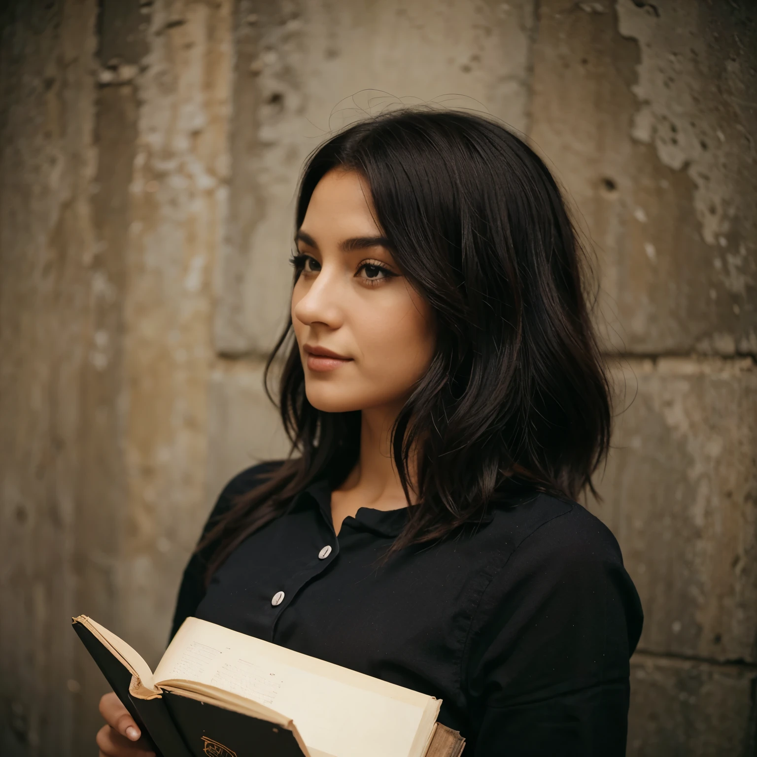 garota, cabelo preto, personagem de livro, vintage, roupa larga, alta