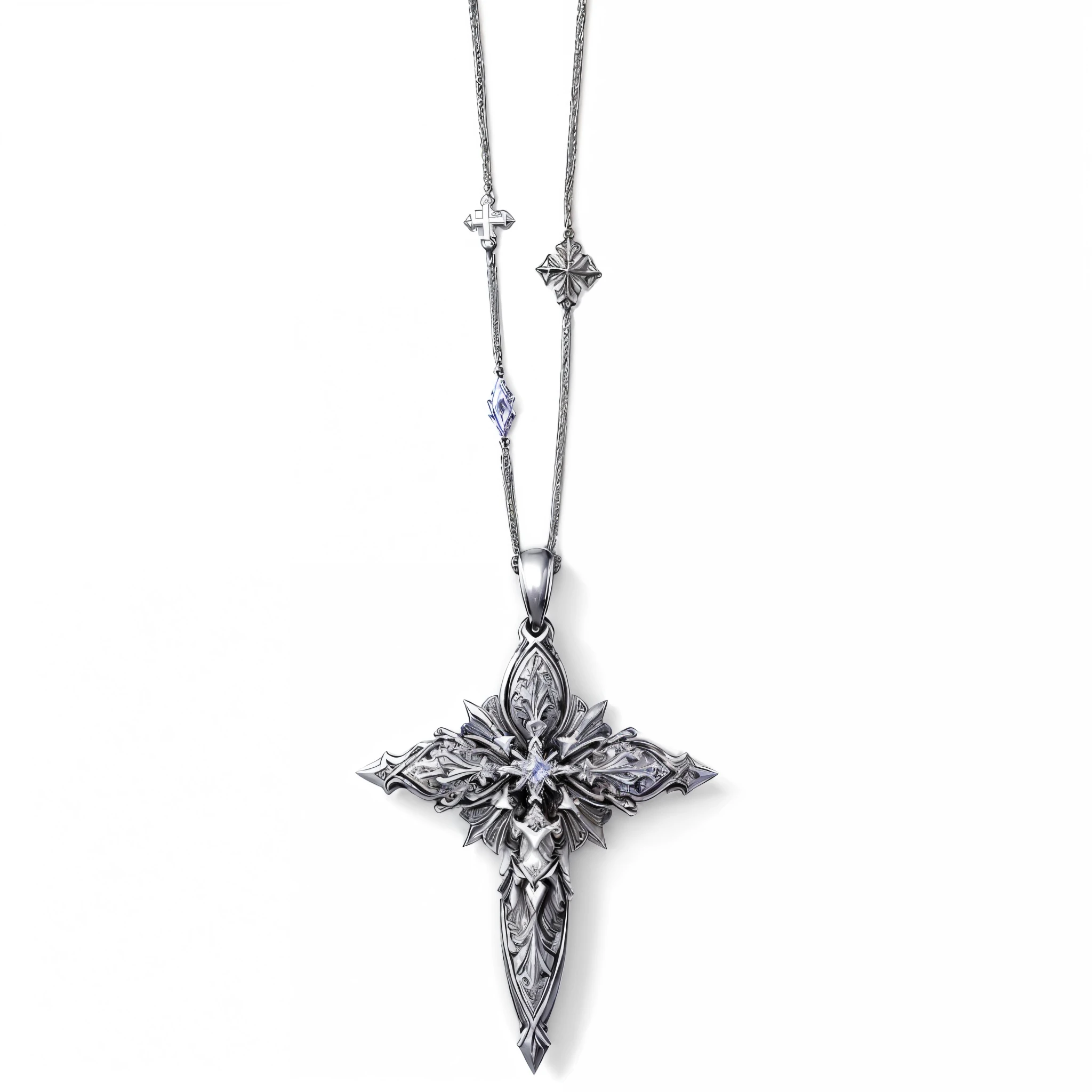 白色背景上带有链条的cross吊坠的特写, ankh necklace, 圣cross, enchanting, Fantastic, Vivid details, Ankh pendant, Amazing, Amazing的品质, teach, cross, The Minimalists, Crisp details, Epic shock, Top angle view, Powerful details, serene, new, Angelic, VS, gem, Belief, very beautiful