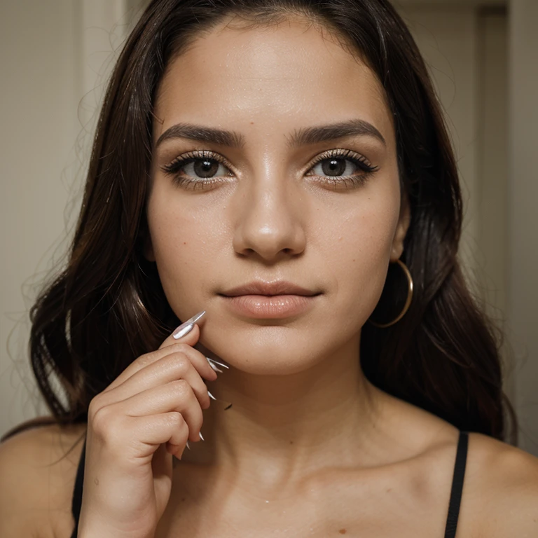 Fotografia de uma mulher de 20 anos, trabalha com Nail Designer, rosto bonito 