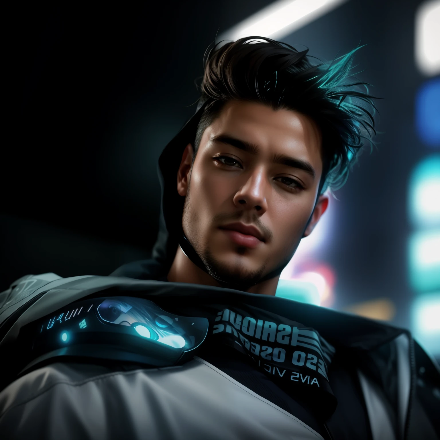 Change background, cyberpunk, realistic, handsome boy, realistic, face