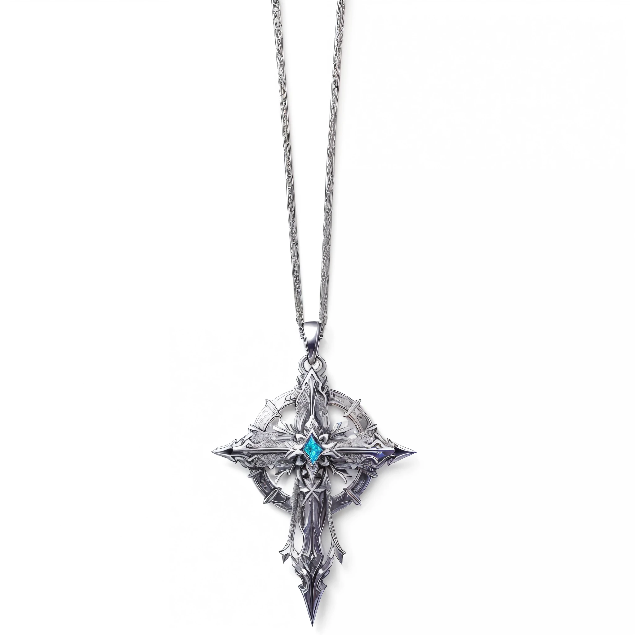 白色背景上带有链条的cross吊坠的特写, ankh necklace, 圣cross, enchanting, Fantastic, Vivid details, Ankh pendant, Amazing, Amazing的品质, teach, cross, The Minimalists, Crisp details, Epic shock, Top angle view, Powerful details, serene, new, Angelic, VS, gem, Belief, very beautiful