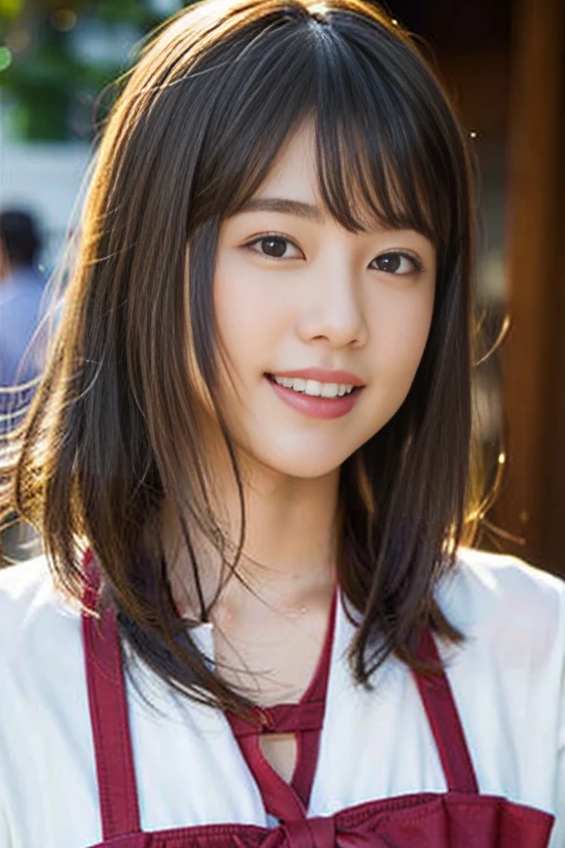 (8k、RAW Photos、highest quality、masterpiece:1.2)、(Realistic、Photorealistic:1.37)、Very detailed、Ultra-high resolution、1 female、Seeing the viewer、Beautiful and elaborate face、Laughter、narrow、(Narrow waist) :1.3)、Beautiful, smooth skin、Skin Texture、Floating Hair、Professional Lighting、The whole human body、Long Hair、blonde、Japanese high 、Sailor suit、Bob Hair、E Cup、smile、Age 25、Red ribbon、Baby Face、childish smile、No makeup、Moisturizing lips、Light pink lips、Nostalgic Countryside、Arcade
