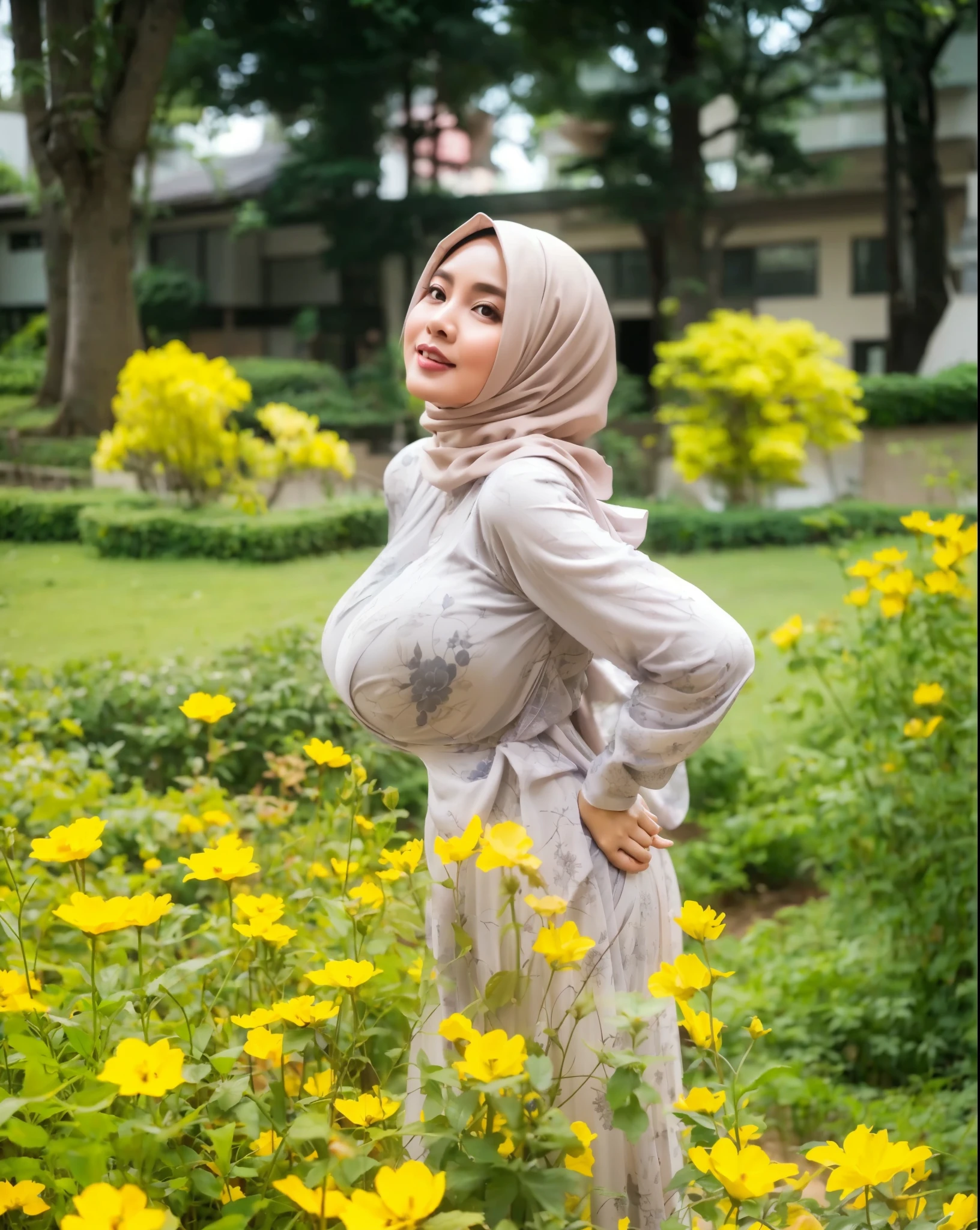 50 years Old, Hijab Indonesian mature woman, Big Tits : 66.9, Gamis, Breast out from her clothes : 1.9, at doctor office, Dark light, at Nighttime