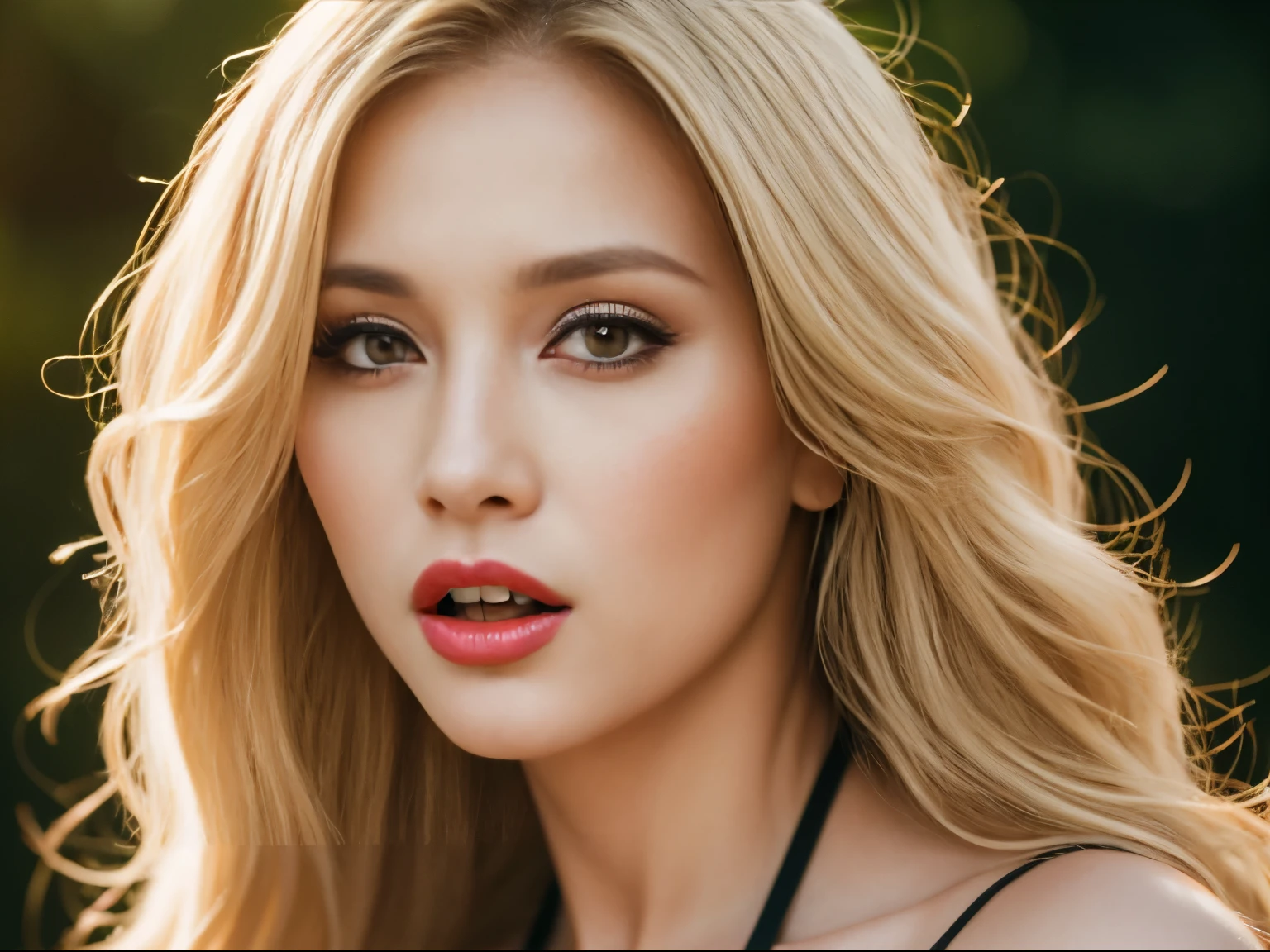 mujer hermosa, tierna, seductora, blonde hair, long hair, wavy hair, yellow eyes, tongue, UHD, masterpiece, textured skin, super detail, high details, high quality, best quality, 8k