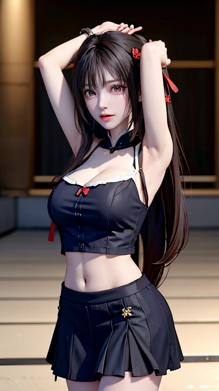 (Very delicate and beautiful:1.2)super model,,Big Breasts,Beautiful breasts,voluptuous,【bike shorts】,,【3girls】,,highest quality, High resolution, 8K,, Large Breasts,, Vivid details, ,Idol Group,mini skirt,With a gentle expression, he spreads his arms out to the audience.