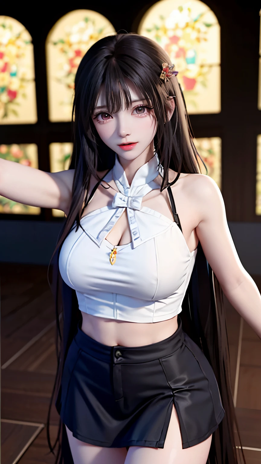 (Very delicate and beautiful:1.2)super model,,Big Breasts,Beautiful breasts,voluptuous,【bike shorts】,,【3girls】,,highest quality, High resolution, 8K,, Large Breasts,, Vivid details, ,Idol Group,mini skirt,With a gentle expression, he spreads his arms out to the audience.