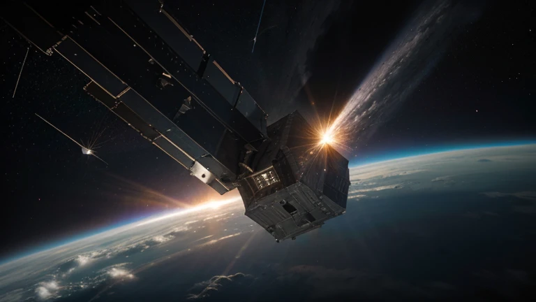 An asteroid in space with light rays attempting to explode it
