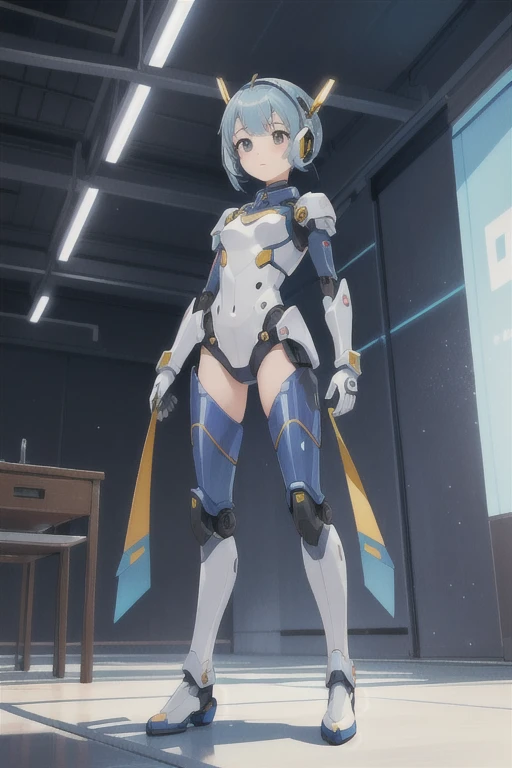 Robot Girls,  Masterpiece,  Full Body Shot,  そこにいろんなcolorがある, gem,  Metal body,  Robot parts,  Metal parts,  Ultra detailed face,  Very beautiful face,  Best quality,  Small Face,  Small Head,  color々なcolorの髪,  Slender body,  Camera Gaze,  Exposure of internal machinery,  Idol,  Positive,  well-proportioned body,  Sale, We exhibited, event hall, Moe pose, job interview suit machine armor, Standing with legs apart, Model Body Type, happy, Embarrassing,(Perfect robot girl),(Perfect machine body)
