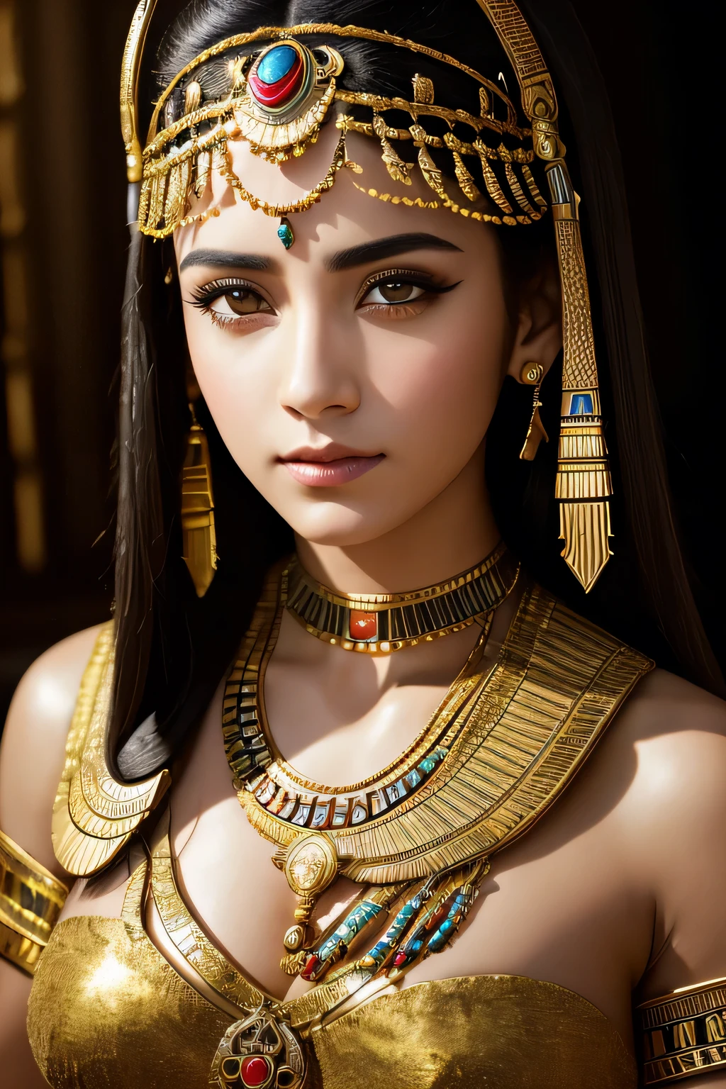 ((最high quality, 8k, Tabletop)), RAW Photos, Photorealistic portrait of Cleopatra, situation々Egyptian attire, Cinematic, detailed, Visually stunning, Natural look、masterpiece, 最high quality, high quality, High resolution