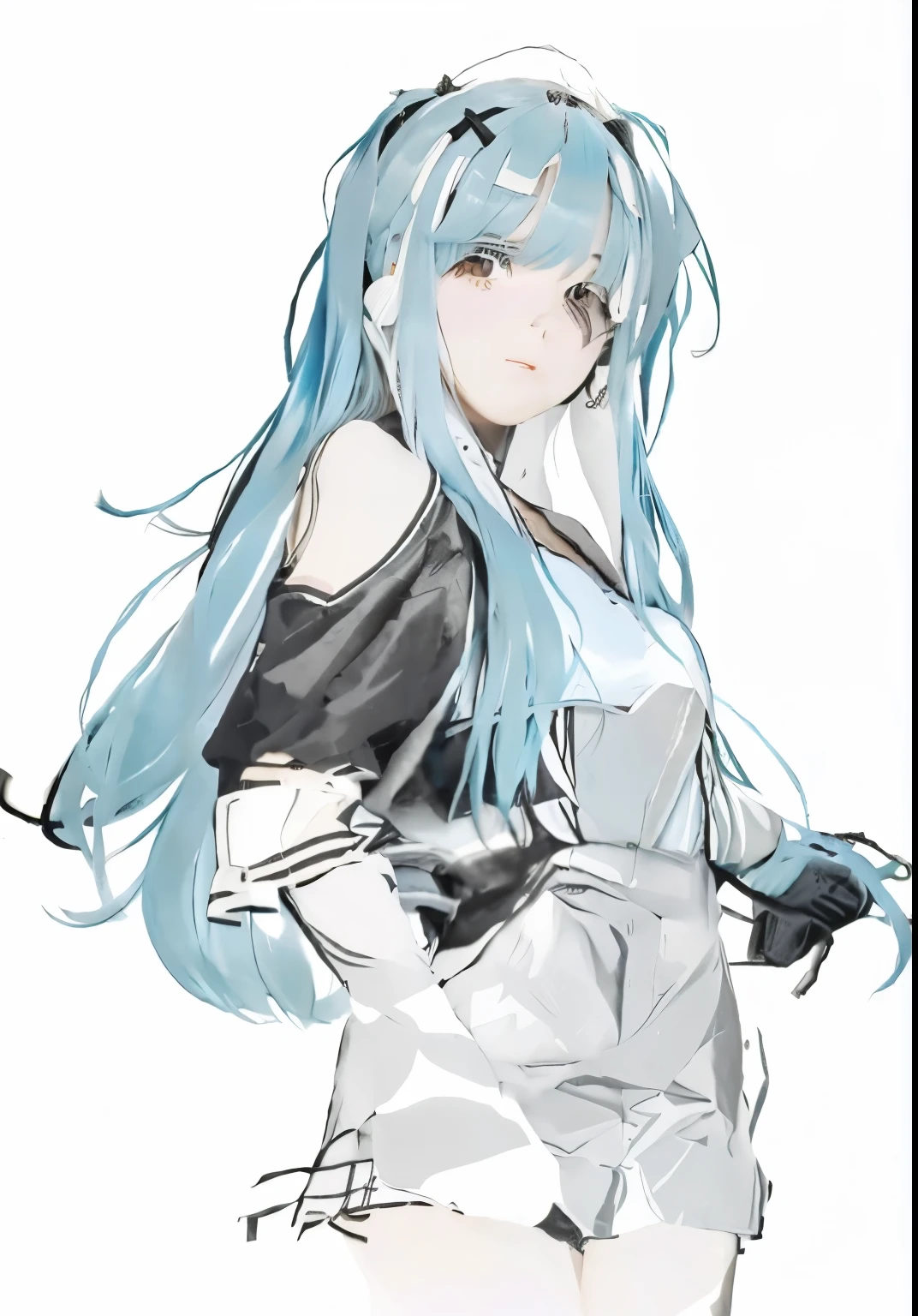 My name is Yukiko.I am a white test woman with long light blue hair,red eye color.I am 1.62 cm tall . My breasts measure 200 cm, my waist 40 cm and my hips 200 cm. Dressed in a low-cut white blouse and a tight black skirt . With big breasts 200 cm
