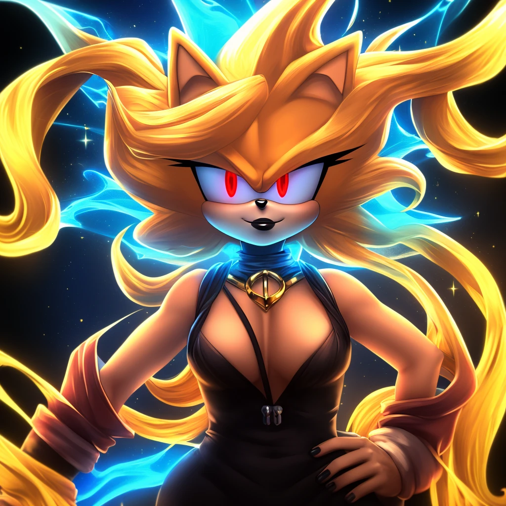 by fluff-kevlar, by ouka, by Kilinah, (((woman, breasts, antrum, extremely detailed, extremely detailed legs, extremely detailed arms, extremely detailed face, perfectly detailed eyes, perfectly detailed anatomy))): 1.2, beautiful and detailed portrait of an anthropomorphic vixen ((female))), anthro, female, fox, high definition, good anatomy, yellow fur, yellow body, simple background, highly detailed face, deep yellow iris, yellow eyes, yellow hair, long hair, dark lighting, moody lighting, full body, sexy body, slanky body, sexy face, nice, hot, cute, night, blushing, friendly smile, smile, friendly, elegant, dark, mysterious, alluring, beautiful, thigh highs, chest wear, covered chest, underwear, hand on hip, sassy pose, whip, holding a whip, seductive pose
