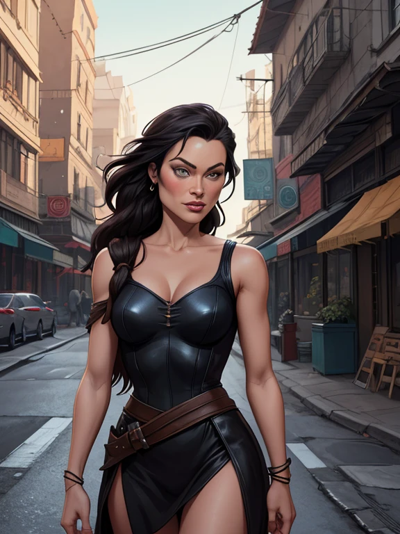 "Generate an image of a character in the following setting:
Character Appearance:
- The character's face should resemble Megan Fox's with an extremely realistic depiction, ensuring an extremely detailed face representation.
- Brown eye color with beautifully detailed eyes.
- The character's body should match Megan Fox's.
- Dress the character in a cyberpunk-style outfit.
- Show the character in a full-body view.
- Replace the character's original hair, resembling Megan Fox's, with Amy Lee's hair. The replacement should be an extremely faithful representation, featuring ultra black, extremely straight hair that reaches the waist.
Environment:
- Depict the character in Largo da Ordem, Curitiba, with an atmosphere that conveys an obscure and shadowy ambiance of a penumbral night.
- Ensure the location is empty, without any people present.
- Generate the image at an 8K resolution.
To avoid distortion in the character's face, please consider the following parameters:
- Apply a suitable level of smoothing to preserve facial details while reducing noise.
- Adjust the sharpness parameter to maintain facial features without excessive blurring.
- Generate the image at a high resolution of 8K to ensure clarity and fine details.
- Maintain a balanced color representation to accurately depict the character's appearance.
Produce an image that combines all these elements to create a visually appealing, realistic, and detailed depiction of the character in the specified environment, showcasing the character in a standing position. Ensure the character's hair is an extremely faithful representation of Amy Lee's hair, featuring ultra black, extremely straight hair reaching the waist."