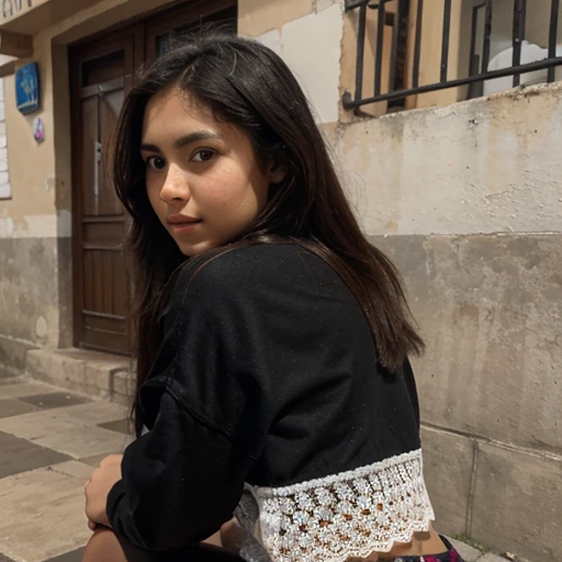 Pretty 20 year old woman, morena clara, pelaje negro, en un antro de Guadalajara 