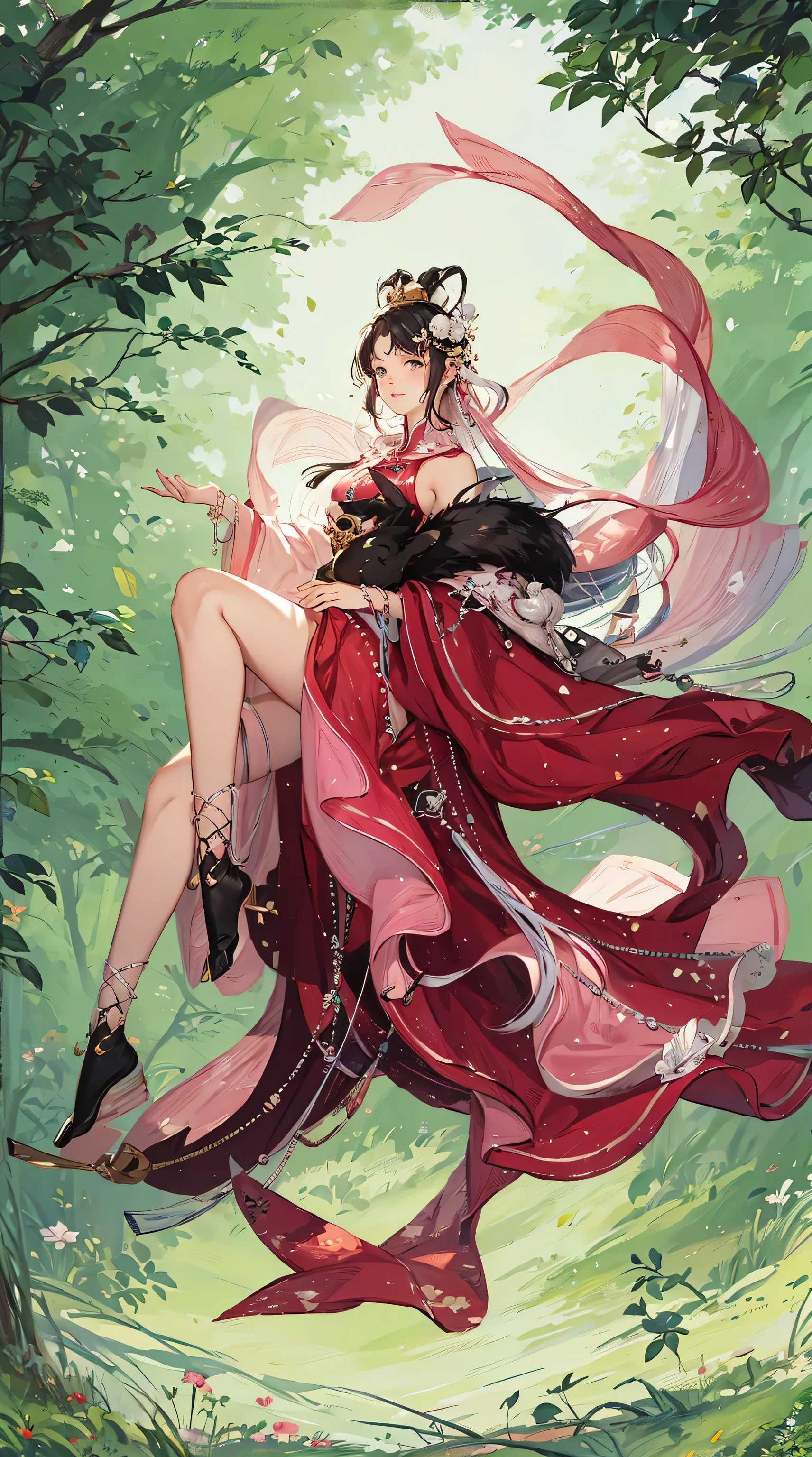 female,,Pink and white clothes,Black hair,Three Kingdoms,Beautiful female cute