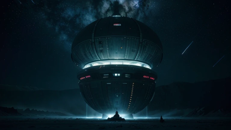 (best quality,4k,8k,highres,masterpiece:1.2),ultra-detailed,(realistic,photorealistic,photo-realistic:1.37),vast,gigantic alien craft,exploring in space,light blue rays,red rays,emanating,space exploration,extraterrestrial technology,otherworldly,cosmic,immense scale,enormous proportions,captivating,awe-inspiring,spaceship,interstellar voyage,intergalactic mission,mysterious atmosphere,captivating wonder,unknown origin,unearthly beauty,scientific discovery,magnificent structure,mesmerizing glow,stellar scene,futuristic design,advanced propulsion system,imposing presence,vibrant colors,intense energy,luminous emanations,dynamic composition,cinematic quality,black background,distant stars,deep space,alien civilization,interstellar connection,limitless possibilities,unimaginable mysteries,heavenly beacon.